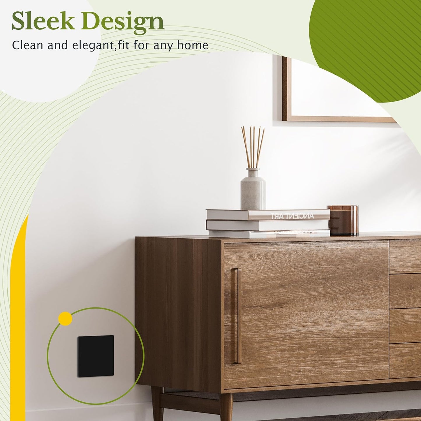 TG Screwless Double Blank Wall Plate, Child Safe Blank Device Outlet Cover, Mid-Size 2-Gang 4.88" H x 4.92" L, Polycarbonate Thermoplastic, UL Listed, SP-MB2-BK5P, Black (5 Pack)