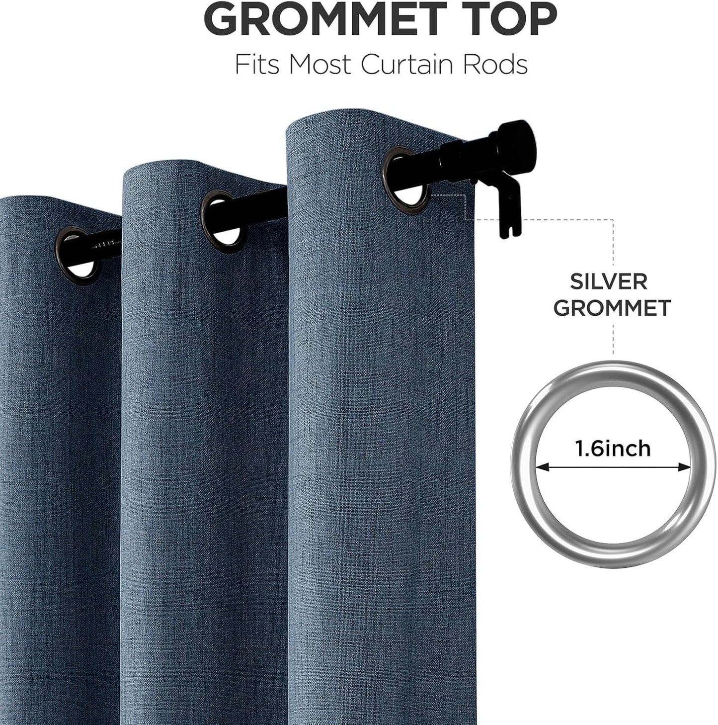 Joydeco Blackout Curtains 108 Inches Long 2 Panels Burg, Room Darkening Curtains for Bedroom, 100% Black Out Textured Thermal Drapes Privacy Protection 2 Panels Set(W52 x L108 Inch, Navy Blue)