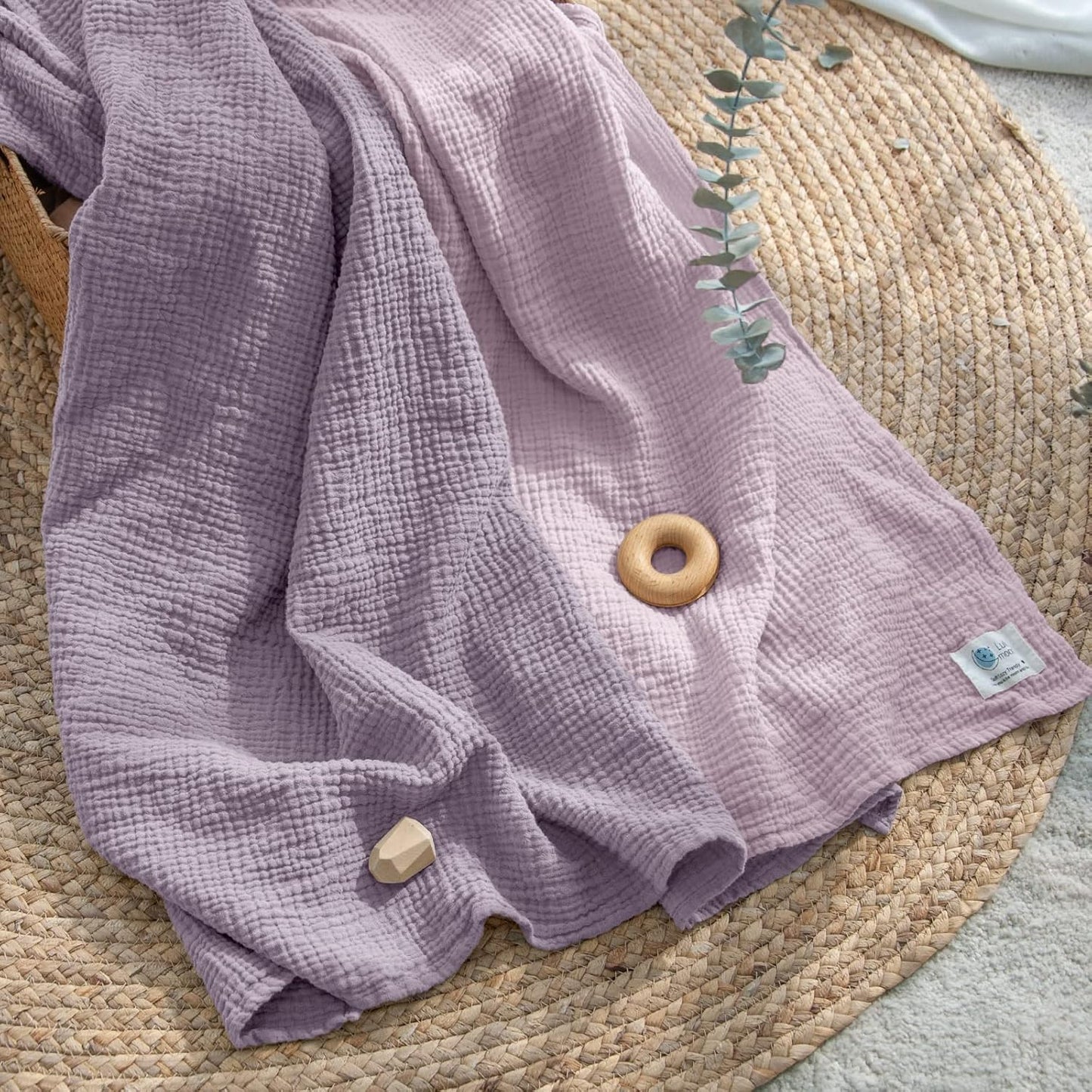 Lulu moon Muslin Swaddle Blanket Baby Receiving Blankets Neutral, 2 Pack, Purple