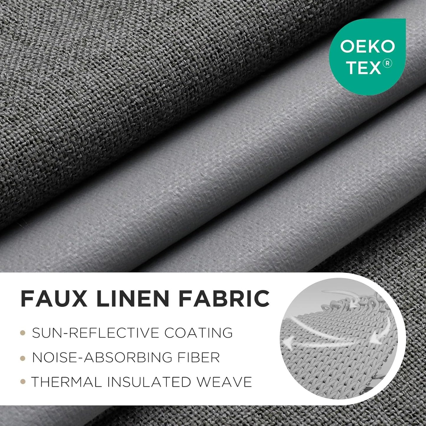 Joydeco Blackout Curtains 108 Inches Long 2 Panels Burg, Room Darkening Curtains for Bedroom, 100% Black Out Textured Thermal Drapes Privacy Protection 2 Panels Set(W52 x L108 Inch, Grey)