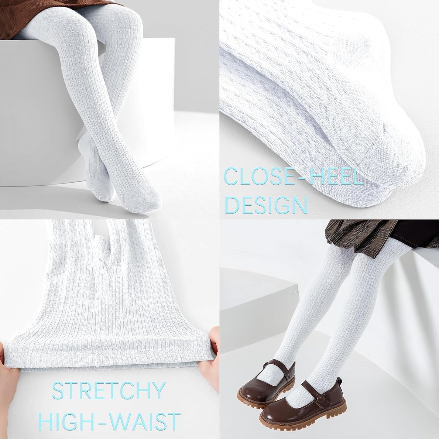 Girls Tights Seamless Toddler Stockings Tights Soft Cotton Cable Knit Baby Girl Tights Leggings 4-12 Years