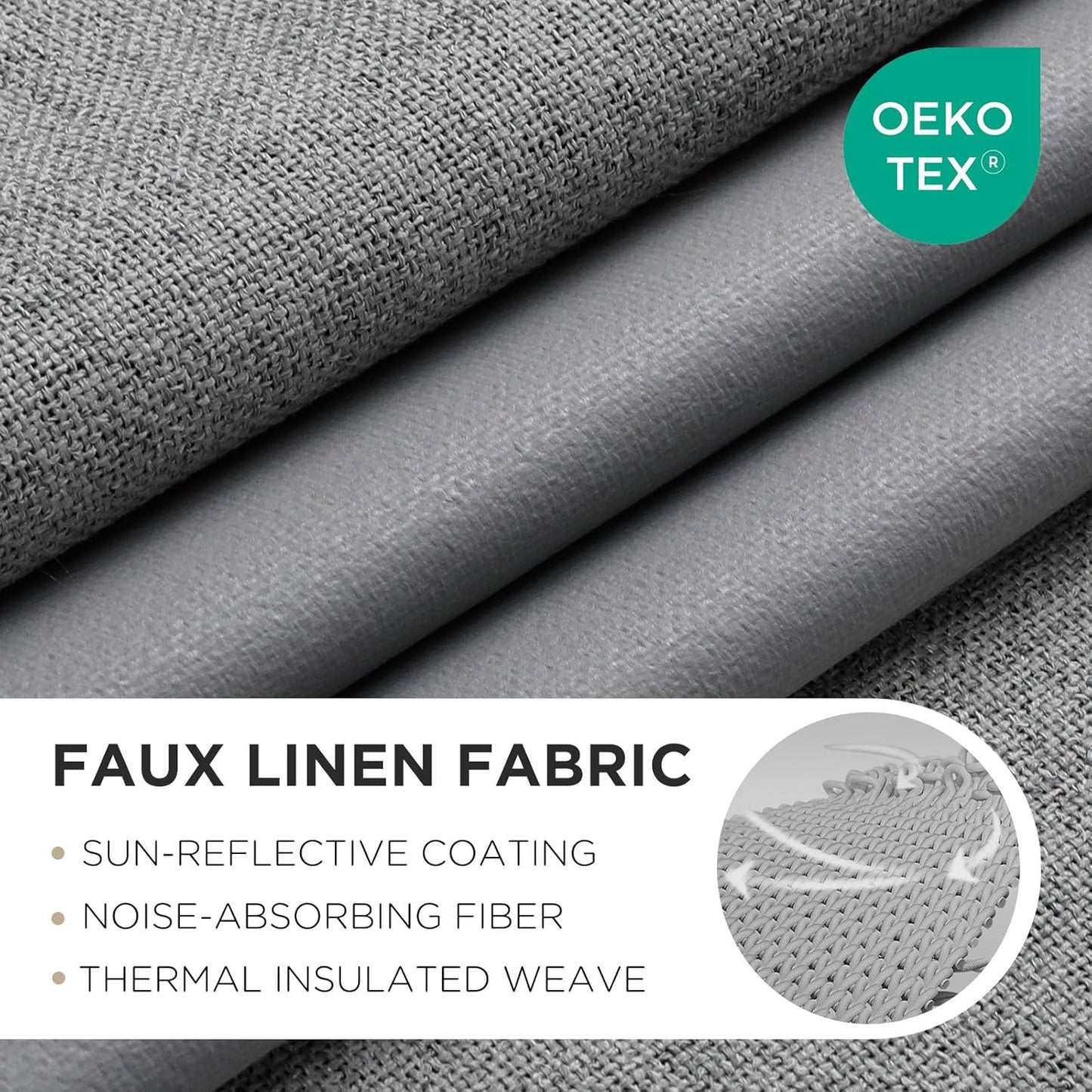 Joydeco Blackout Curtains 108 Inches Long 2 Panels Burg, Room Darkening Curtains for Bedroom, 100% Black Out Textured Thermal Drapes Privacy Protection 2 Panels Set(W52 x L108 Inch, Light Grey)