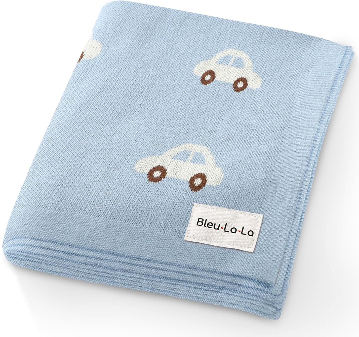 Baby Blanket for Boys 100% Cotton Buttery Soft Cozy Receiving Swaddle Crib Stroller Blanket for Shower Gift Registry for Newborns, Infants, Toddlers (Cars - Baby Blue)