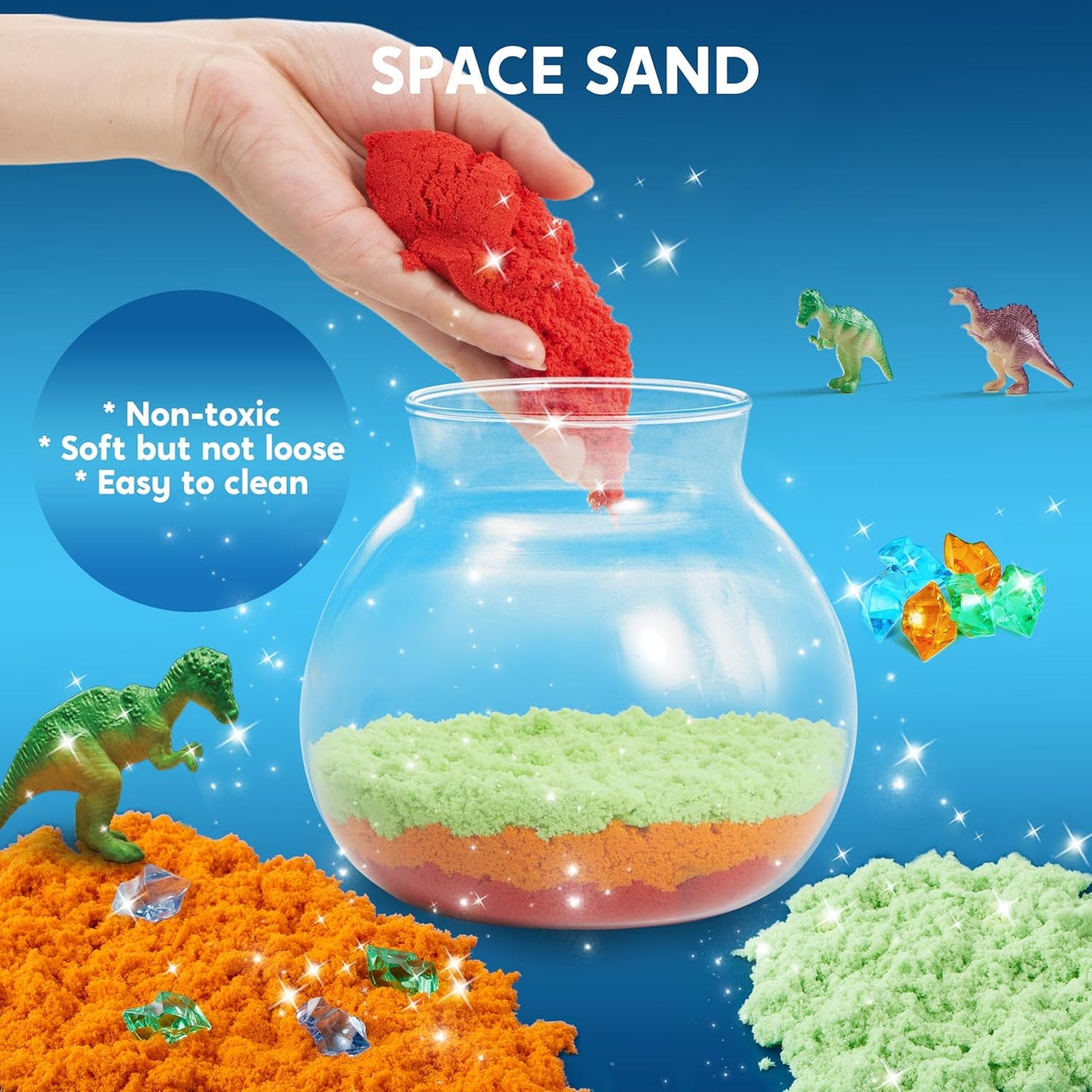 Klever Kits Make Your Own Dinosaur Crystal Terrarium Crafts Kit for Kids-Crystal Growing Science 12 Color LED Night Light Birthday Gifts Toys for Kids