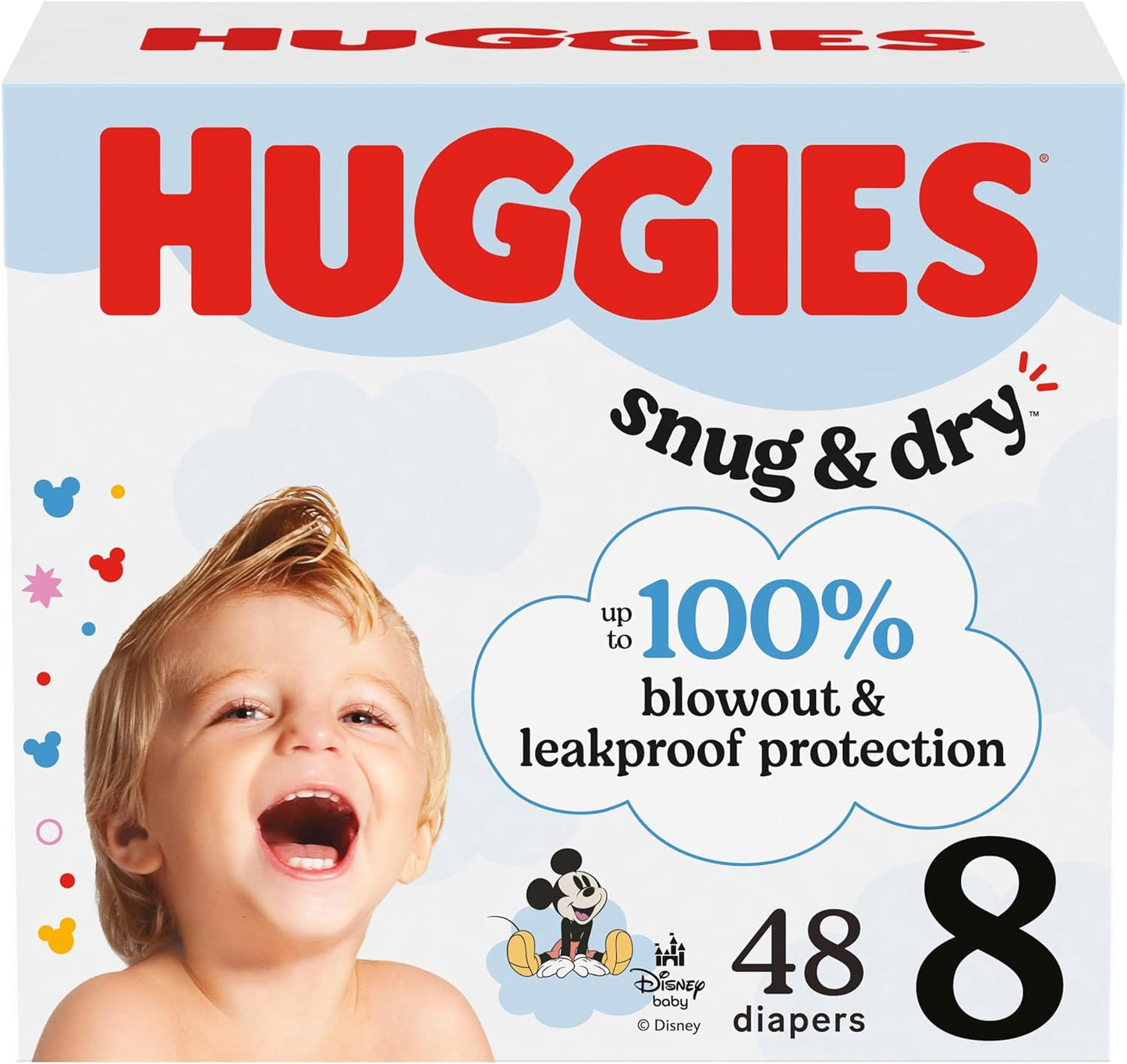 Huggies Size 8 Diapers, Snug & Dry Baby Diapers, Size 8 (46+ lbs), 48 Count, Packaging May Vary