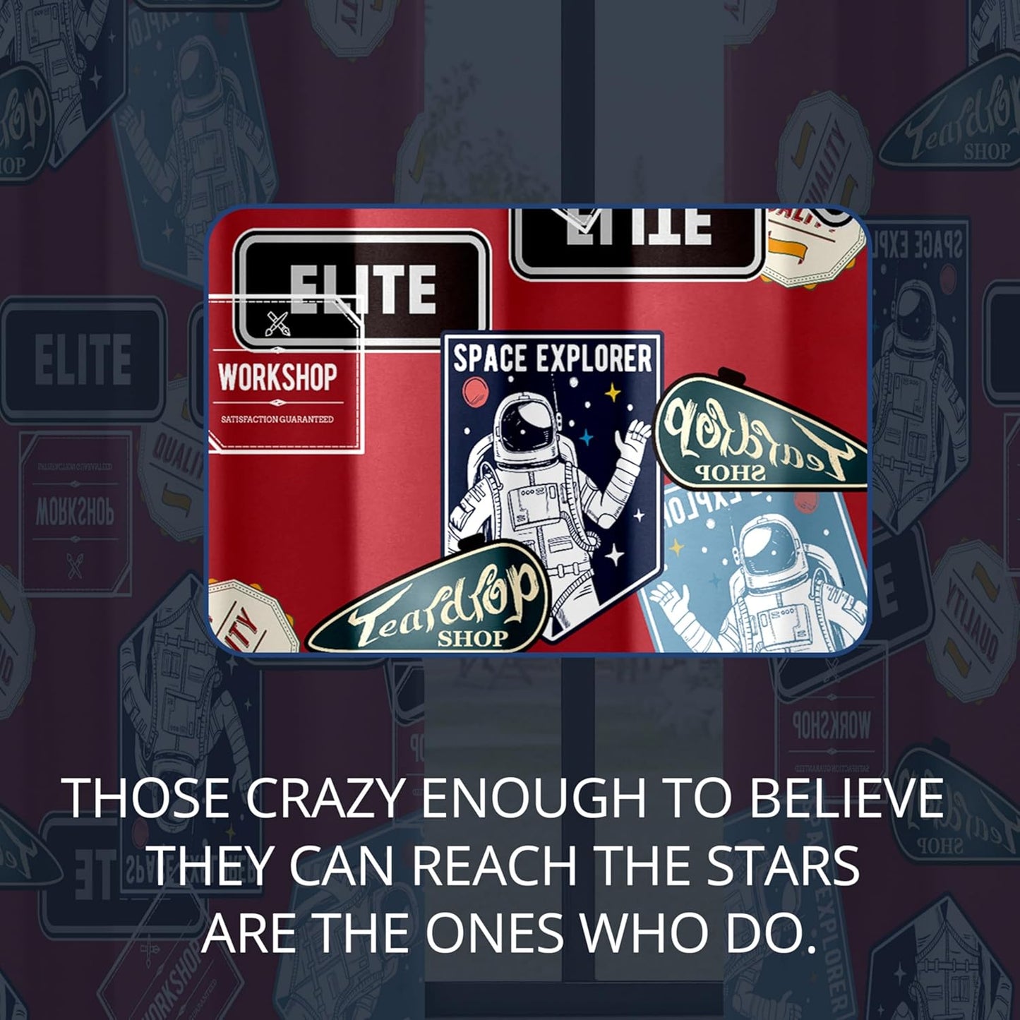 Kids Space Astronaut Blackout Curtains - 100% Blackout, Thermal Insulated, Noise Reducing, Perfect for Kids Room and Nersurys, 2 Panels (Space Badge Crew, W52×L63)