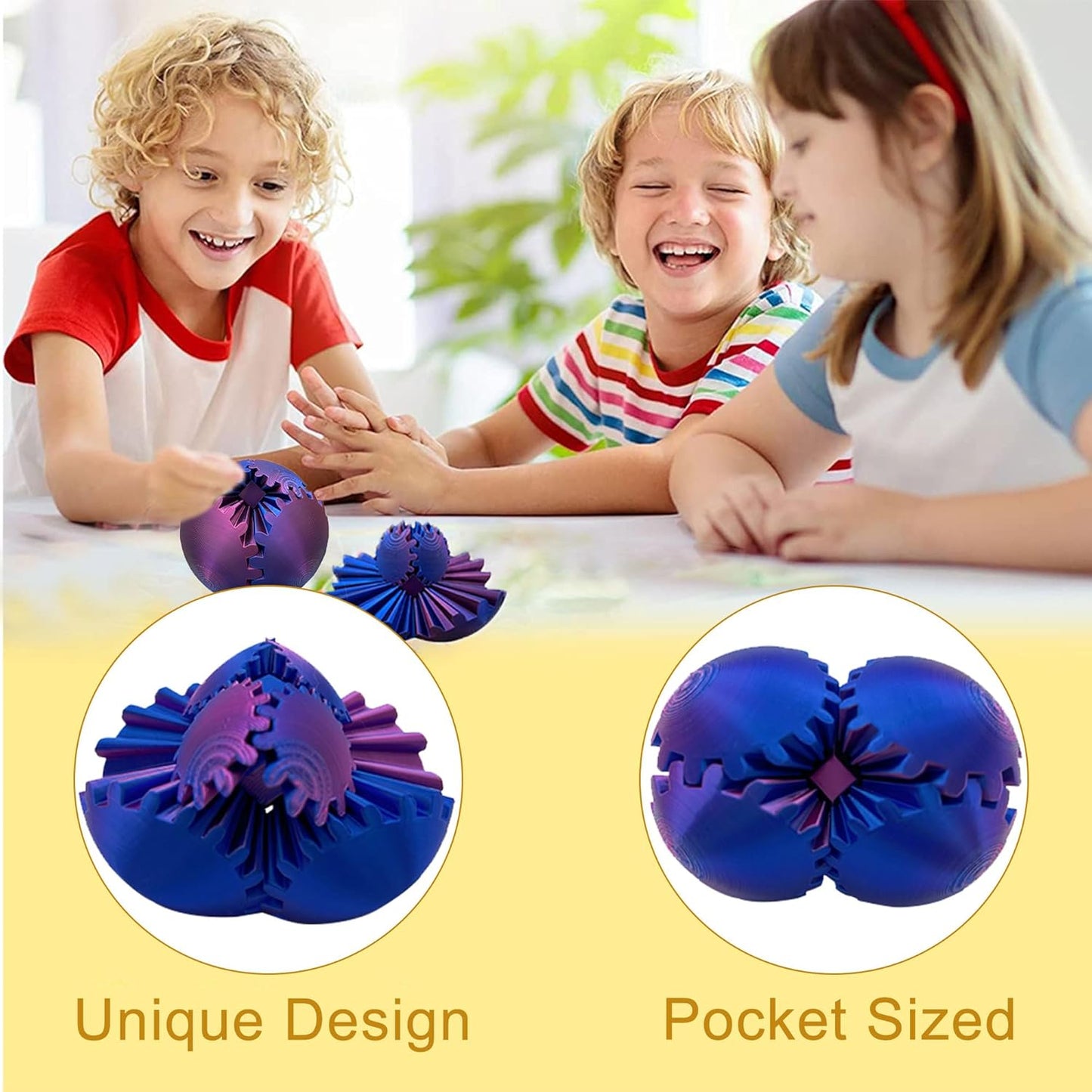 Gear Ball, Gear Sphere, 3D Printed Gear Ball Fidget Toy, Activity Rotating Ball for Adults, Into Any Shape You Want, Spin Ball Gear Perfect for Stress and Anxiety Relaxing Fidget Toy