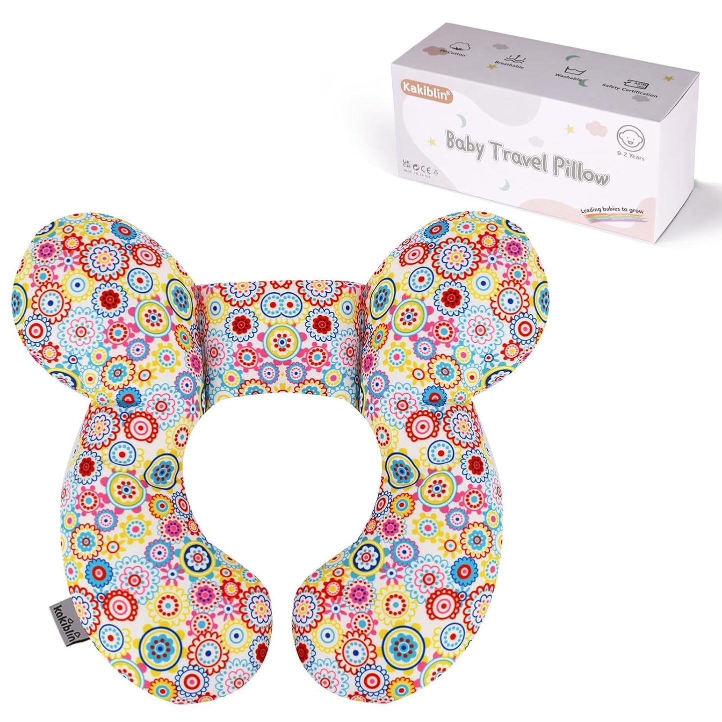 KAKIBLIN Baby Neck Pillow, Upgraded Baby Support Pillow,Baby Neck Support Pillow for Carseat, Newborn Neck Support for Car Seat,Pushchair,Travel (Flower)