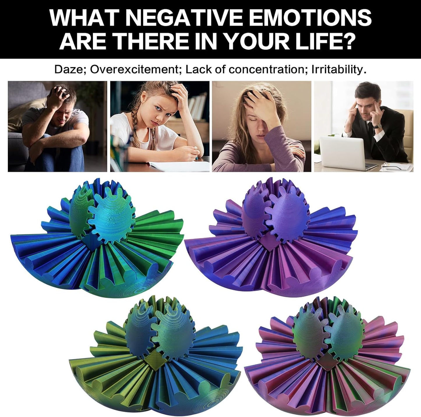 4-inch Larger 3D Printed Gear Ball - Marvellous Design Gear Sphere, Already Assembled 360° Rotatable Gearsphere, Steampunk Whirling Wonder Fidget for Stress and Anxiety Relief (Blue Purple)