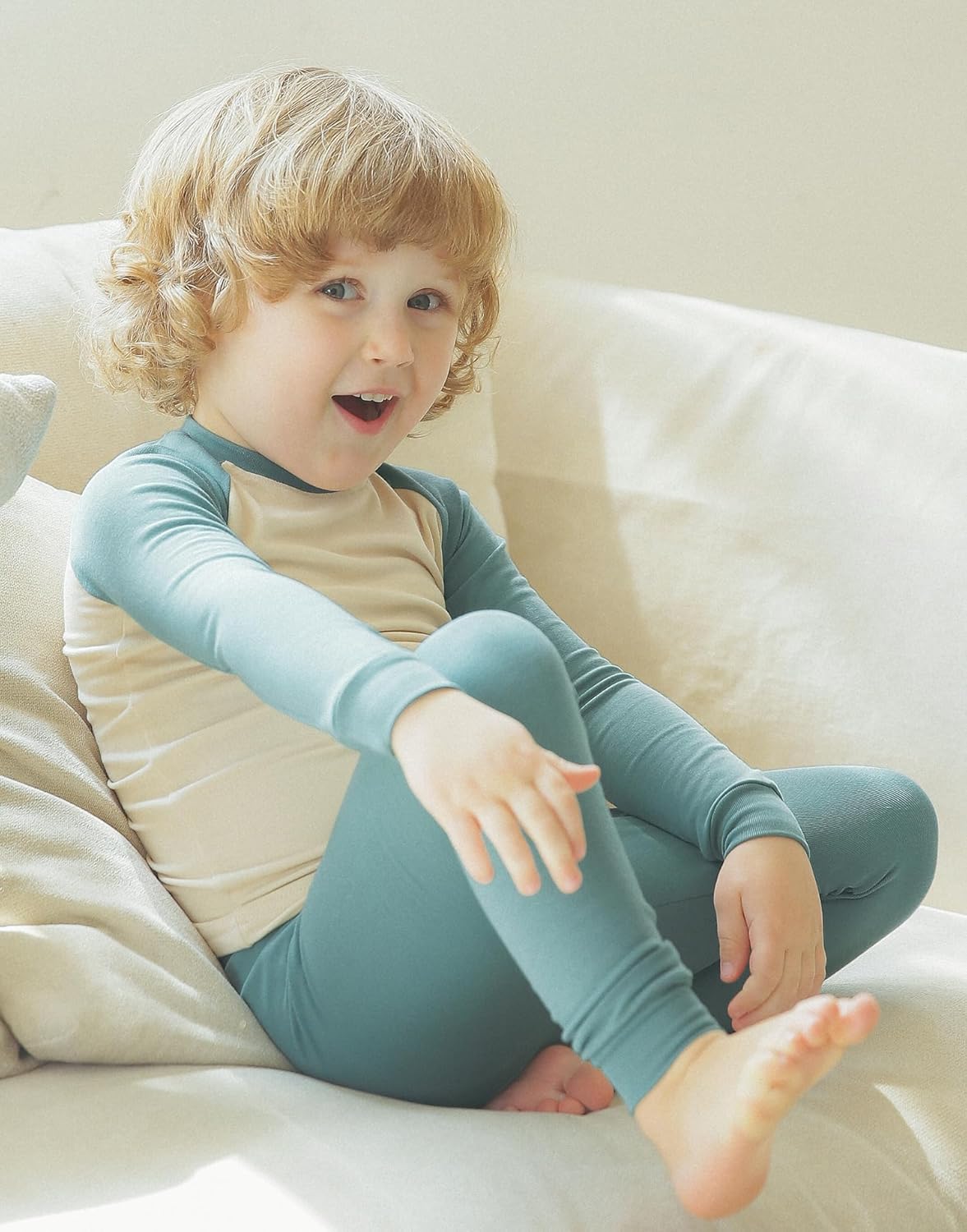 VAENAIT 6M-12Y Toddler Toddler Kids Toddler Girls Boys Soft Comfy Modal Tencel Solid Raglan Sleepwear Pajamas Pjs 2pcs Set