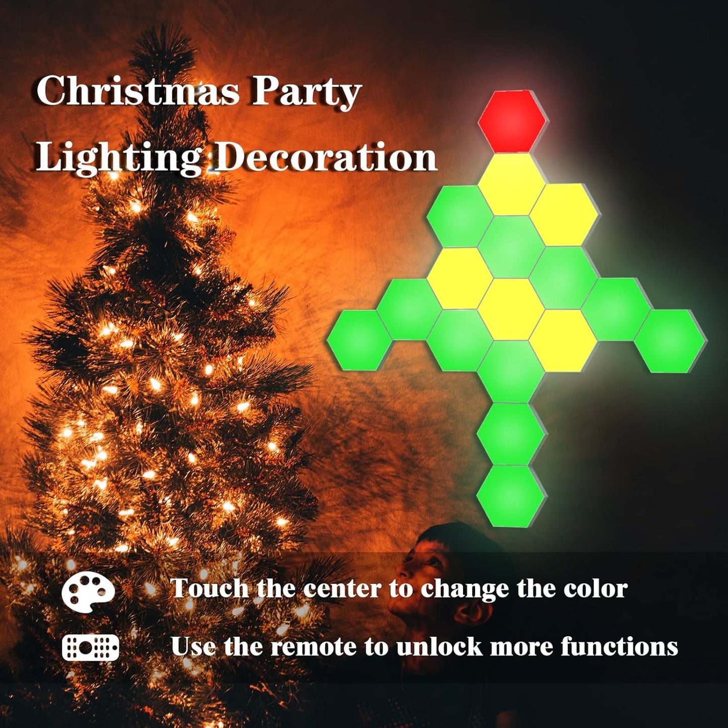 Hexagonal Wall Light Modular Touch Sensitive Lights Creative Geometry Assembly LED Hexagon Lights Suitable for Iving Room,Bedrooms,DIY Lovers, Gifts (10 Pack)