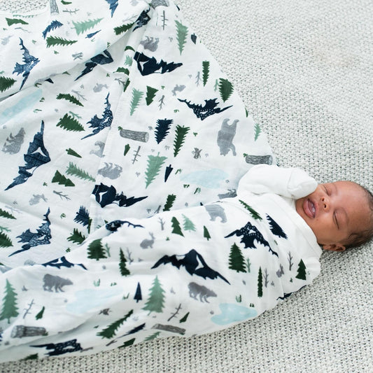 GRACED SOFT LUXURIES Extra Soft Muslin Swaddle Baby Blankets 70% Rayon from 30% Cotton 2 Pack (Woodland Forest)