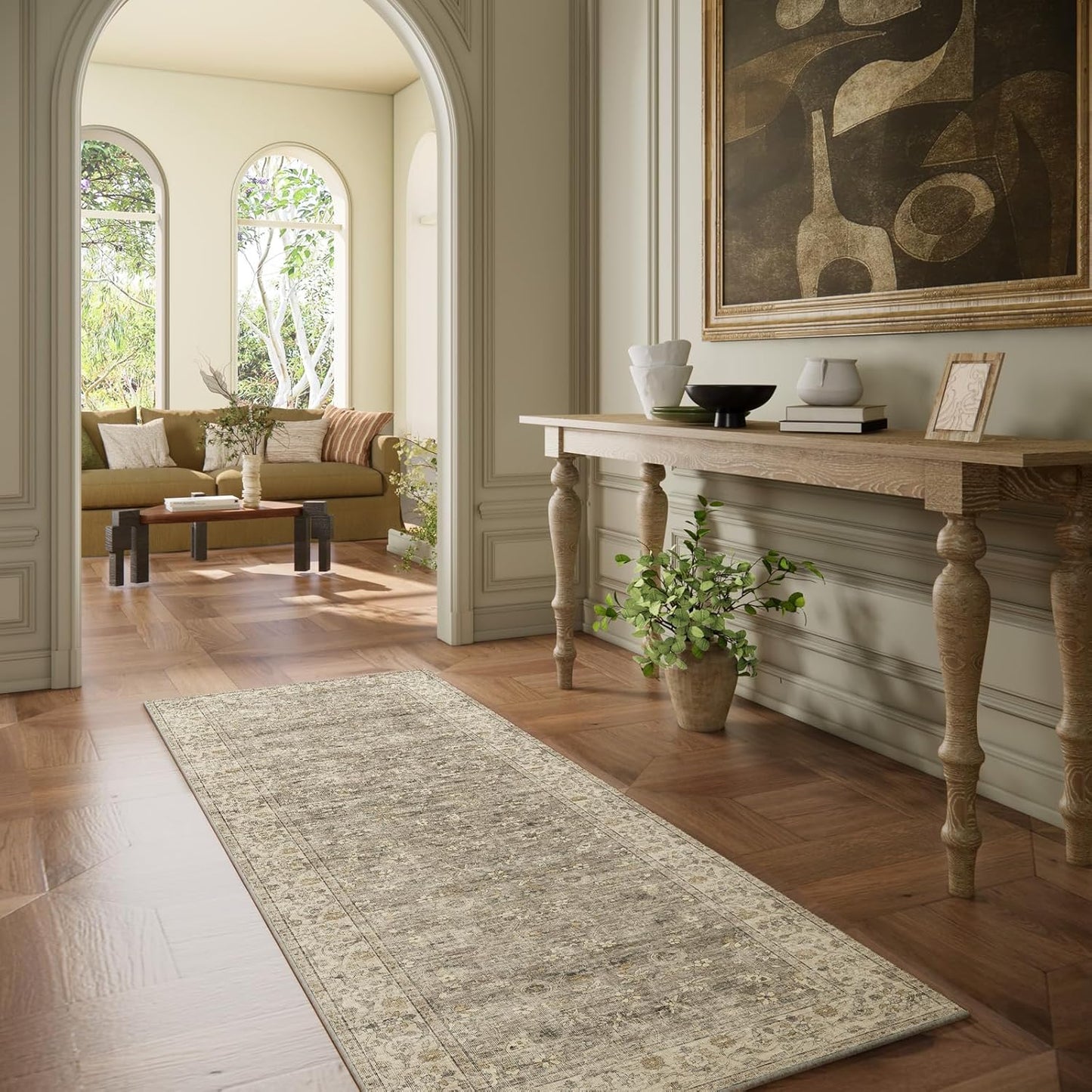 Washable Kitchen Rug Runners for Hallways: 2'x6' Bedroom Runner Rug Non Slip Low-Pile Stain Resistant Soft Indoor Floor Carpet Runner for Indoor Entryway Hallways Kitchen Laundry Room Farmhouse