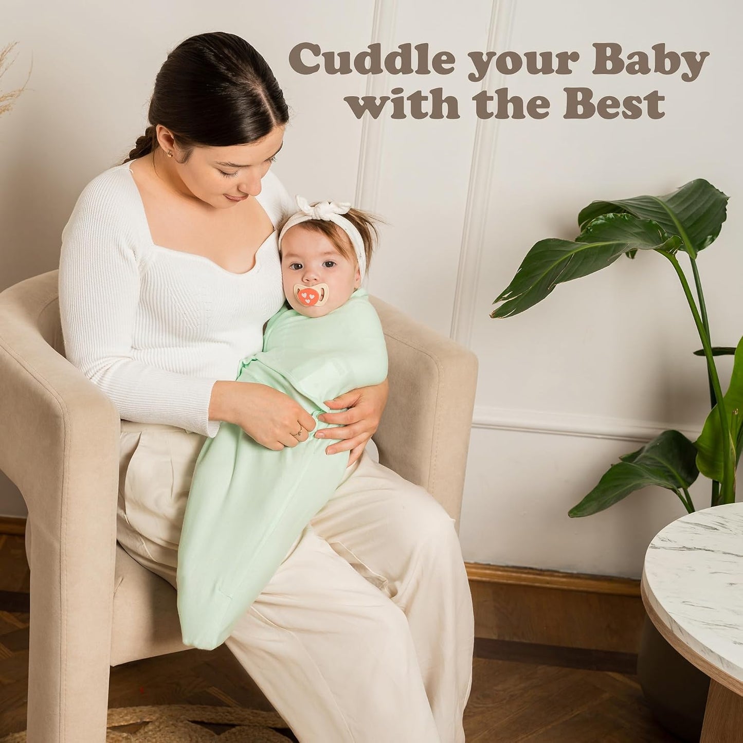 Bublo Baby Swaddles for Newborns – 3-Pack Infant Swaddles 0-3 Months – Adjustable Swaddle Sleep Sack – Soft Organic Cotton Baby Wrap for Safe & Cozy Sleep (Olive-Pastel Green)