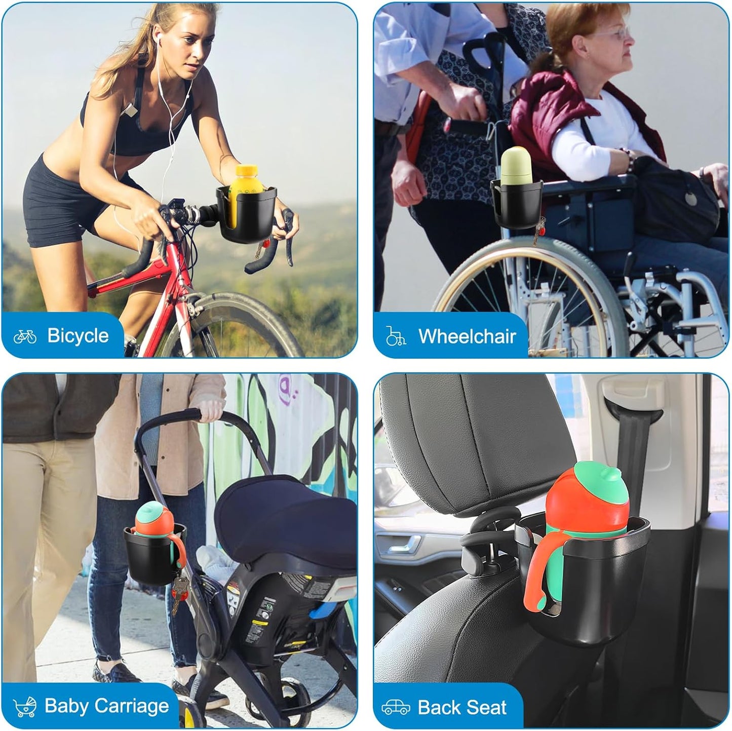 Accmor Stroller Cup Holder, Universal Cup Holder with Silicone Gooseneck Arm, Bike Cup Holder, 360° Rotatable Large Caliber Drinks Holder for Stroller, Bike, Wheelchair, Walker