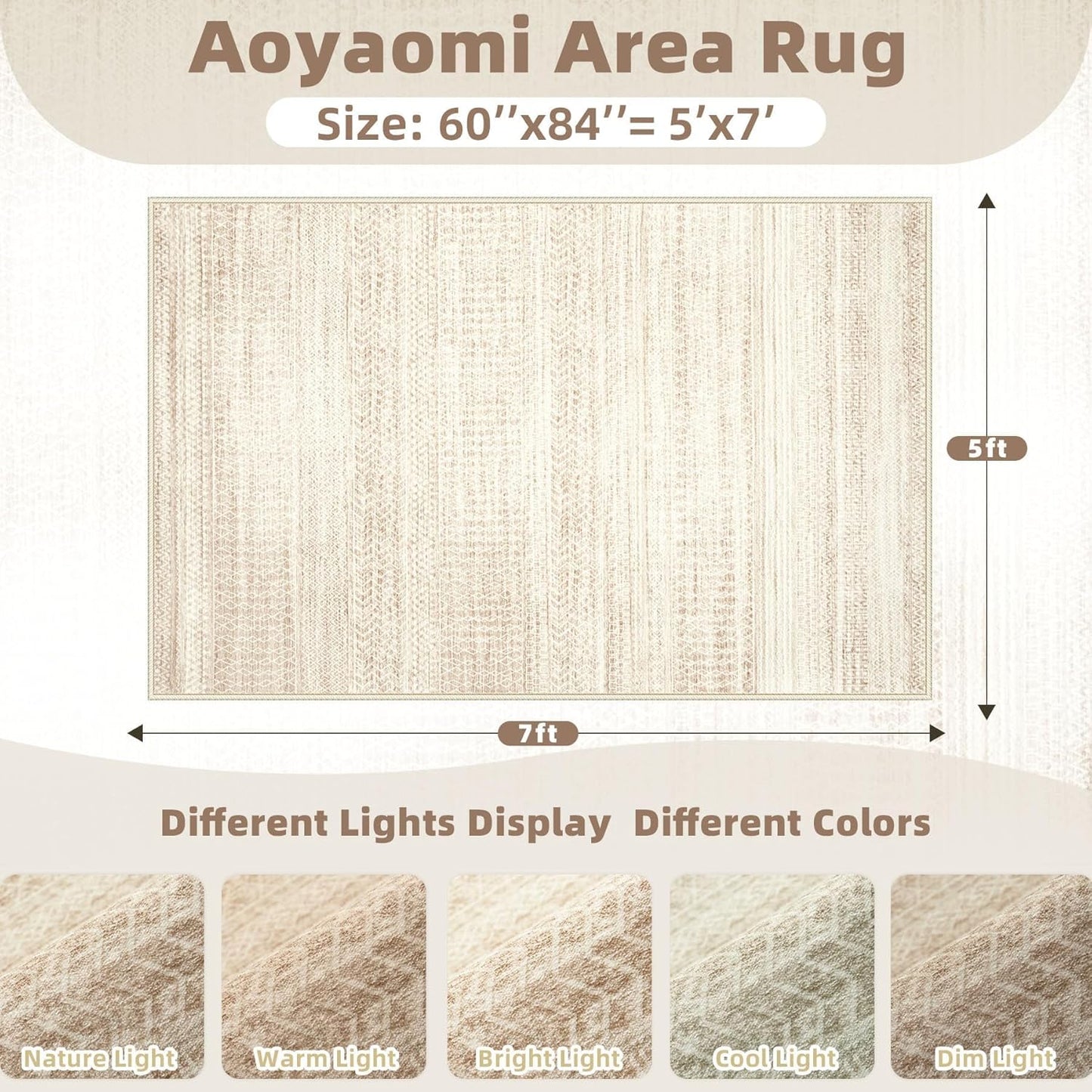 Moroccan Large Area Rug 5x7 - Soft Machine Washable Geometric Boho Distressed Farmhouse Rug Morden Stain Resistant Indoor Floor Carpet for Bedroom Dining Table Nursery Home Office(5'x7',Ivory Beige)