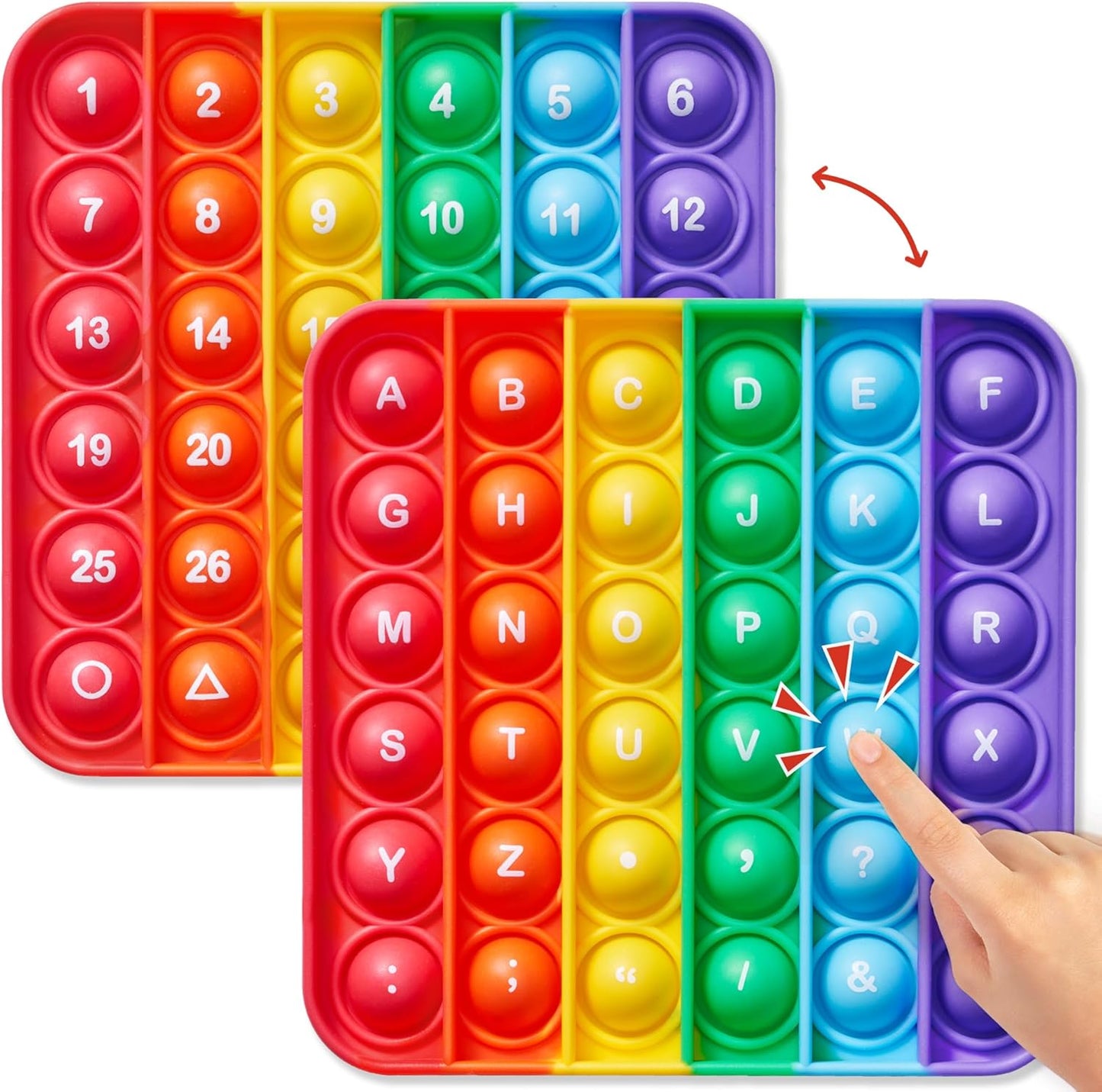 Double Sided Alphabet Numbers Fidget Toys,ABC Learning and Educational Toys, Stress Relief, Autism Sensory Toys,26 Letters on One Side,Numbers 1-30 on The Other Side (1 Pack)