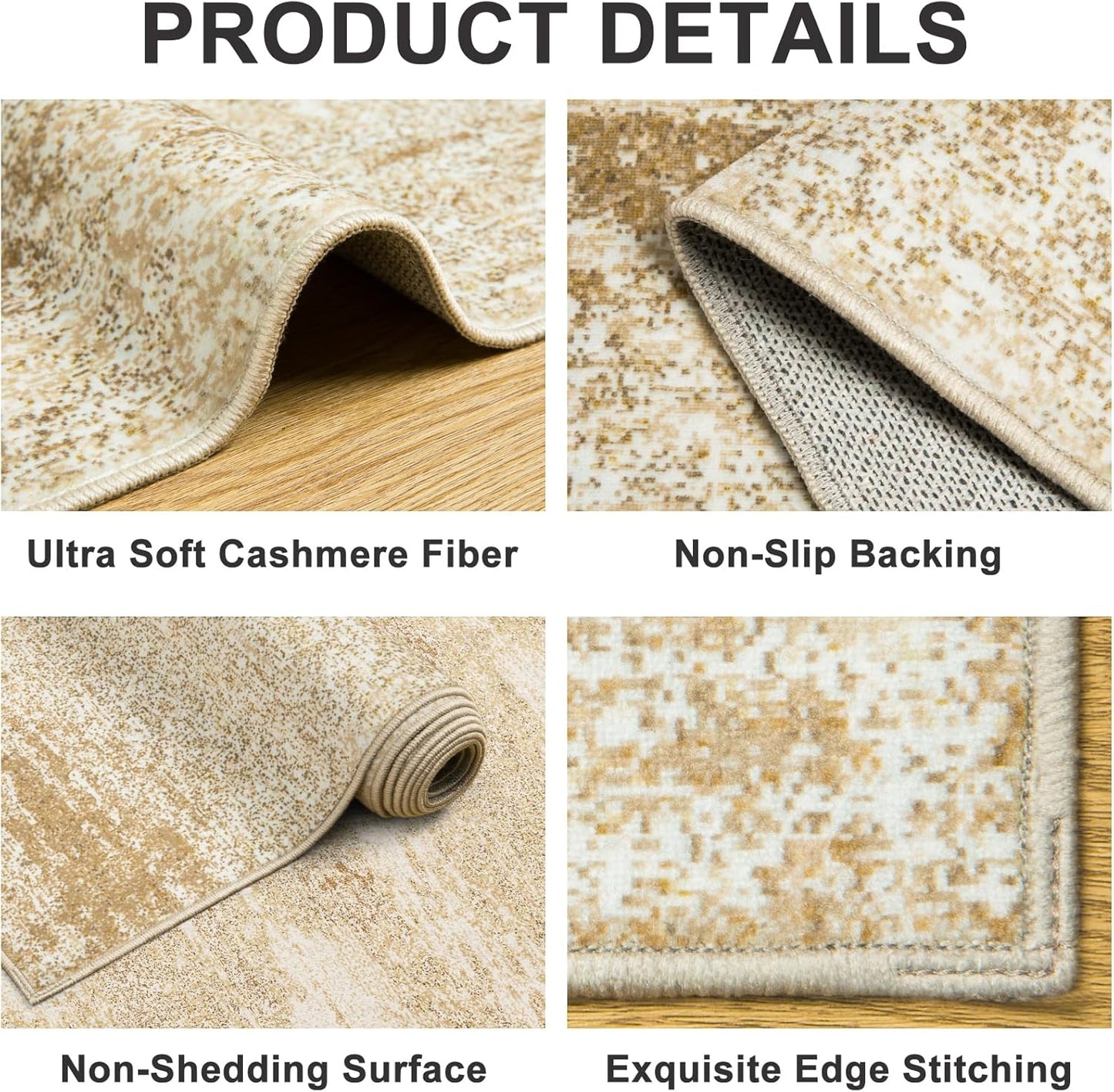 6x9 Area Rugs for Living Room - Washable Rug Modern Abstract Soft Large Neutral Non-Slip Carpet Indoor Floor Stain Resistant Thin Carpets for Bedroom Dining Room Farmhouse Nursery Home Office Beige