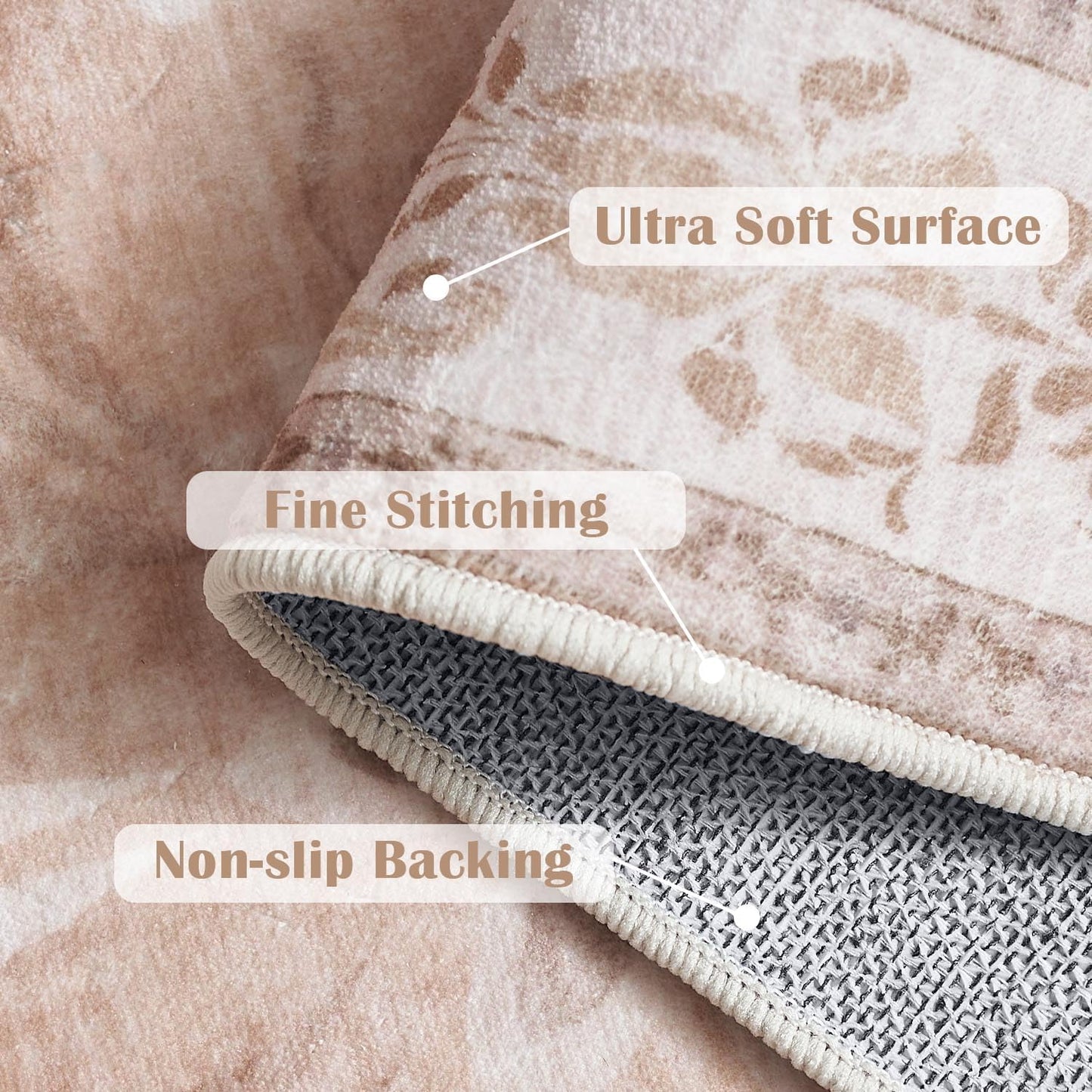 jinchan Floral 2x3 Rugs for Entryway - Vintage Washable Area Rug Ultra-Thin Low Pile Soft Small Non Slip Distressed Indoor Door mat Accent for Entrance Kitchen Bedroom (2x3ft,Coral Pink)