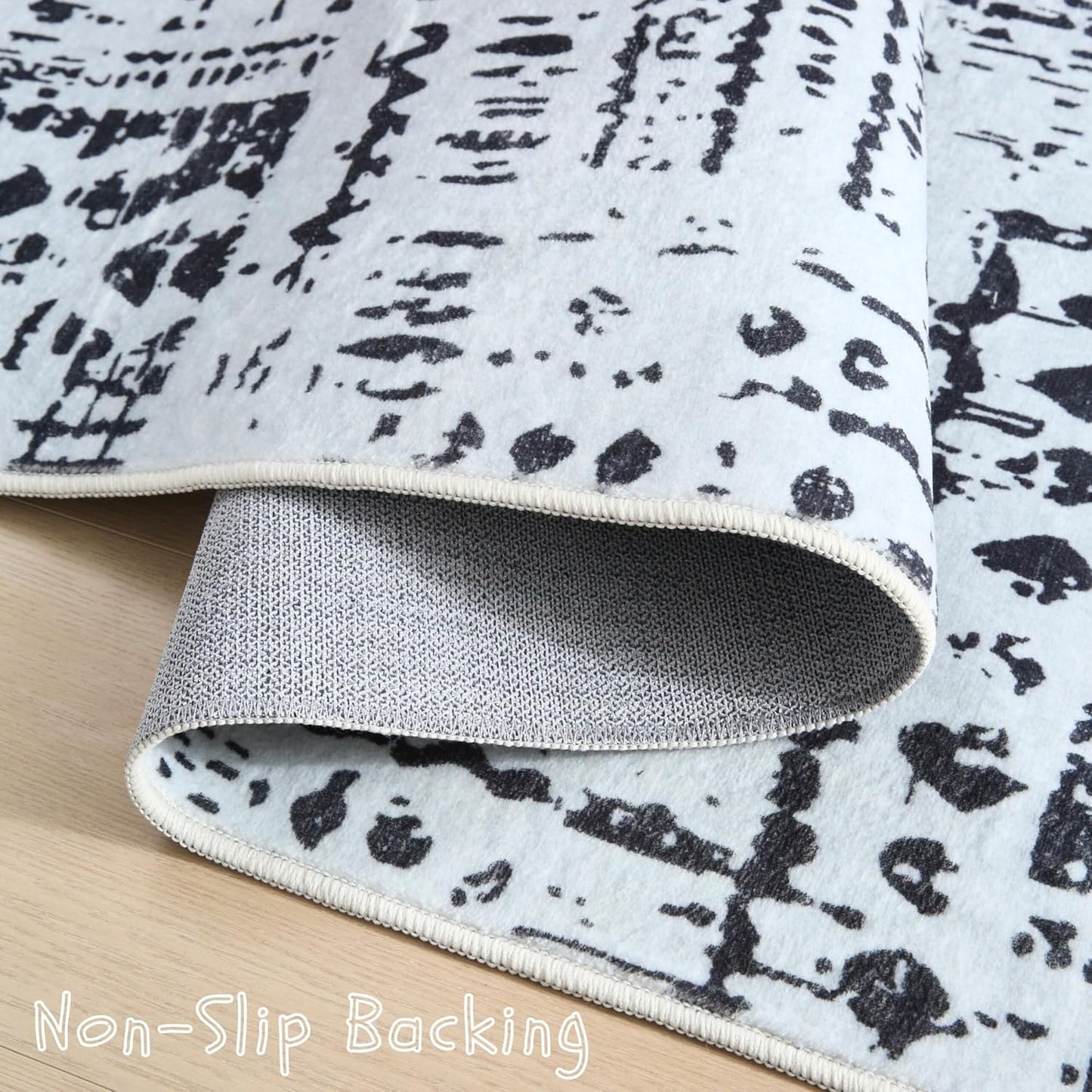 Door Mat Indoor Entrance 2x3 Rug Machine Washable Boho Moroccan Small Area Rug Non-Slip Low Pile Throw Rugs for Entryway, Kitchen, Front Door Indoor Entrance,Kids Room (Black and White)