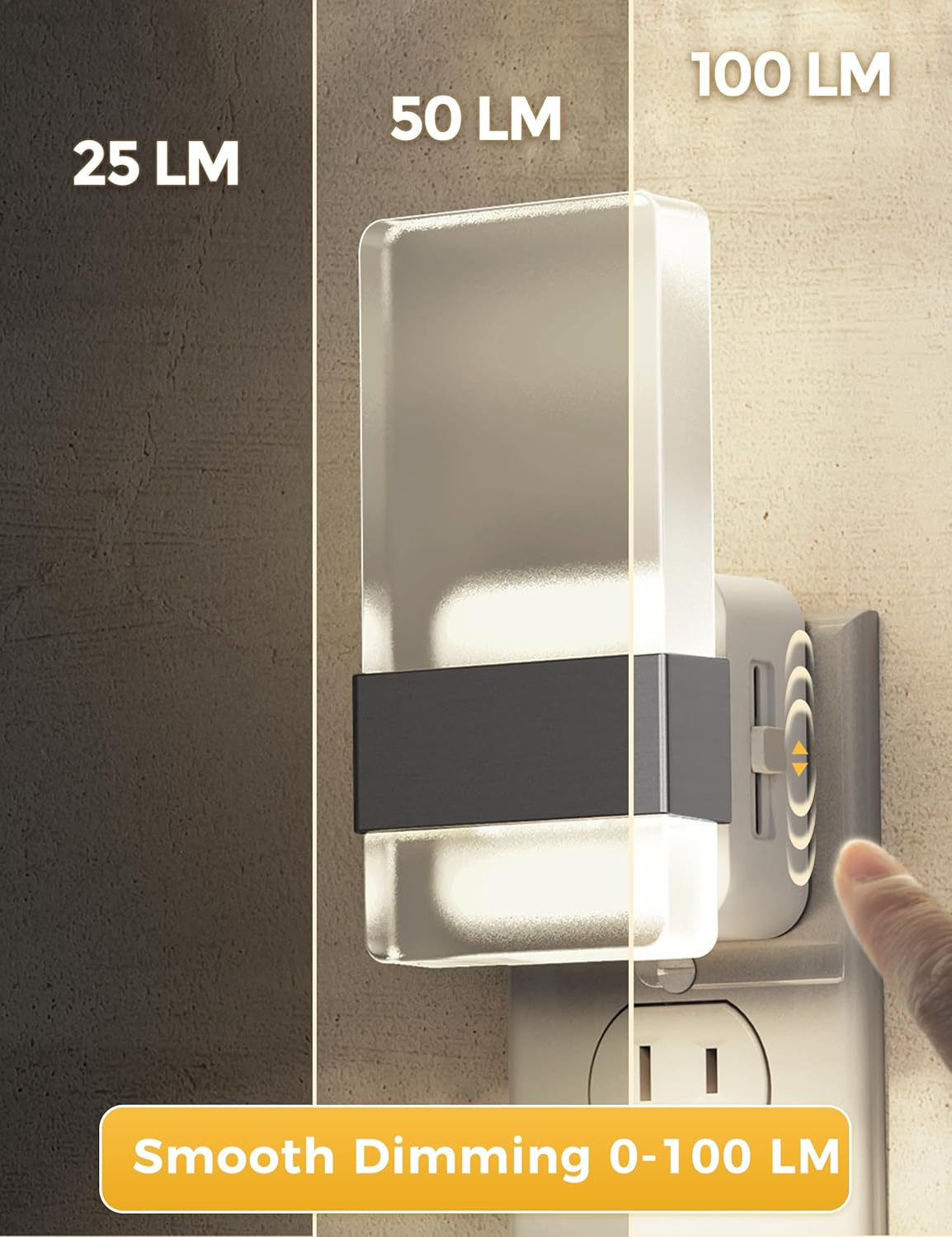 L LOHAS LED Night Light, Night Lights Plug Into Wall, 2 Pack Decorative Nightlight with Light Sensor, 0-100LM Dimmable Nightlights, Daylight Wall Sconce-Style Acrylic Nitelight for Bathroom, Hallway