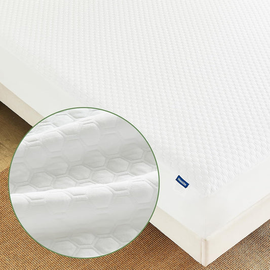 Premium Tencel Full Size Mattress Protector Cover in White, Natural and Skin Soft, Waterproof and Fully Fitted Deep Pocket, Hypoallergenic, Breathable, Noiseless and Absorbent