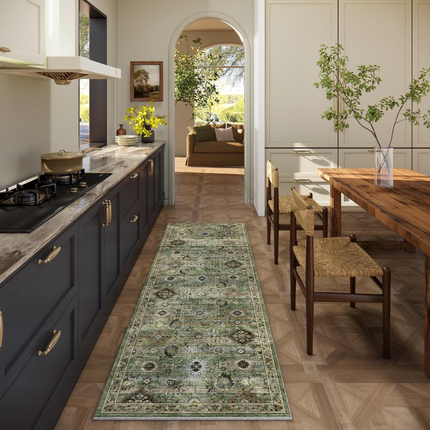 Washable Runners for Hallways Kitchen Rugs: 2'x6' Runner Rug Stain Resistant Non Slip Low Pile Soft Carpet Runners for Hallways Bedroom Kitchen Entryway Indoor Laundry Room Farmhouse