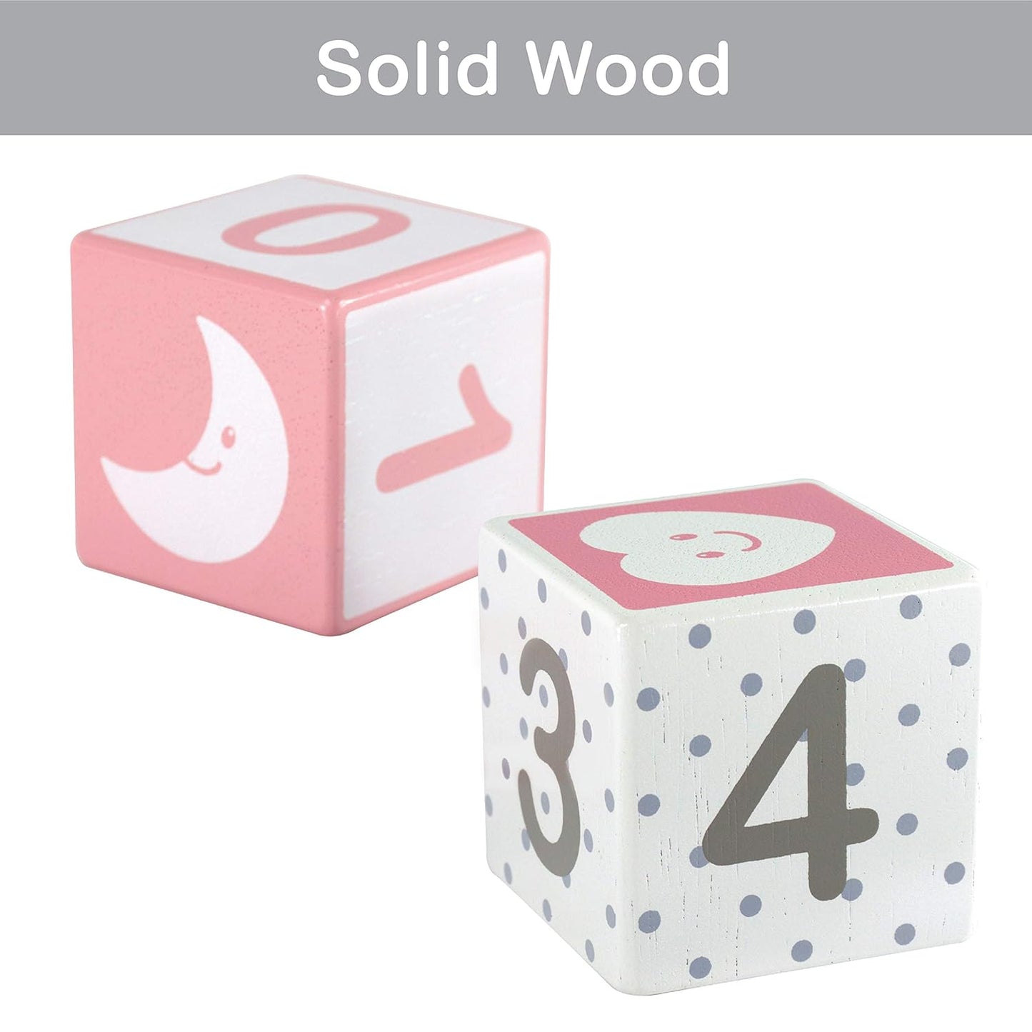 I'm Solid Wood Monthly Weekly Yearly Milestone Age Blocks, Newborn Gifts & Keepsakes for Picture Props (4 Pcs/Pink)