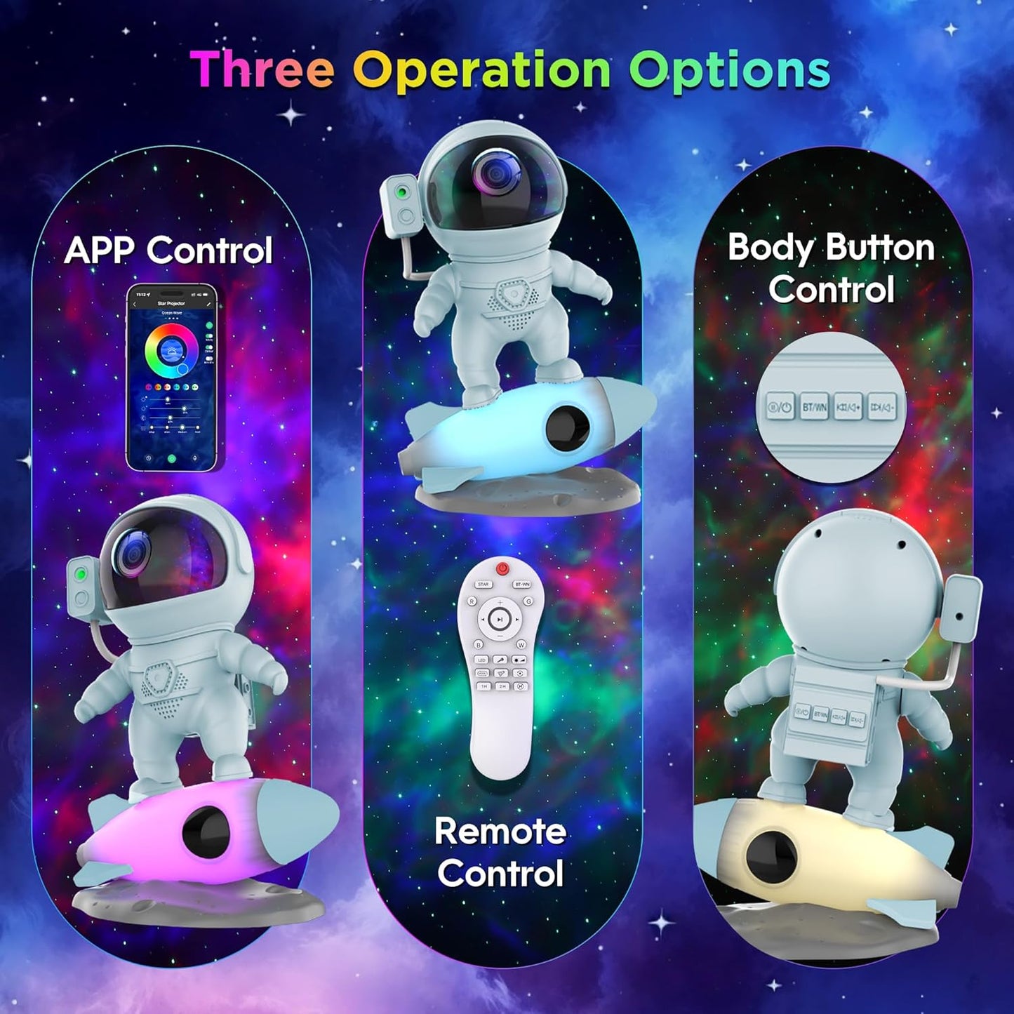 Astronaut Galaxy Projector for Bedroom, Star Projector Galaxy Light with App & Remote Control, White Noises, Bluetooth Speaker, Rocket Night Light for Kids, Ceiling, Gifts, Room Decor