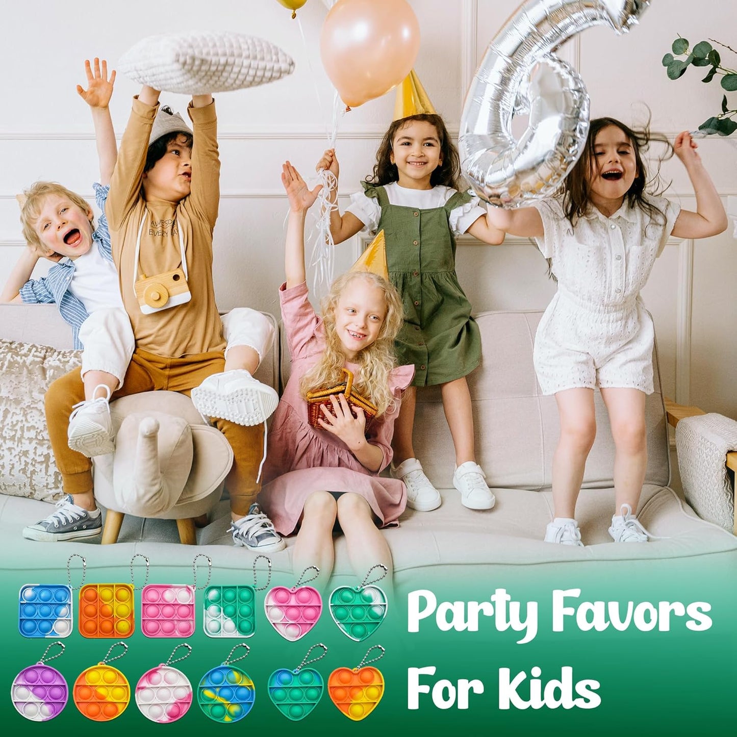 Shapes Pop Fidget Toys Set, Silicone Rainbow Popper Fidget Set for Children, Sensory Squeeze Toys Stress Reliever Tool for Kids Adult ADHD, Square, Heart and Circle Shapes, 4 of Each Shape