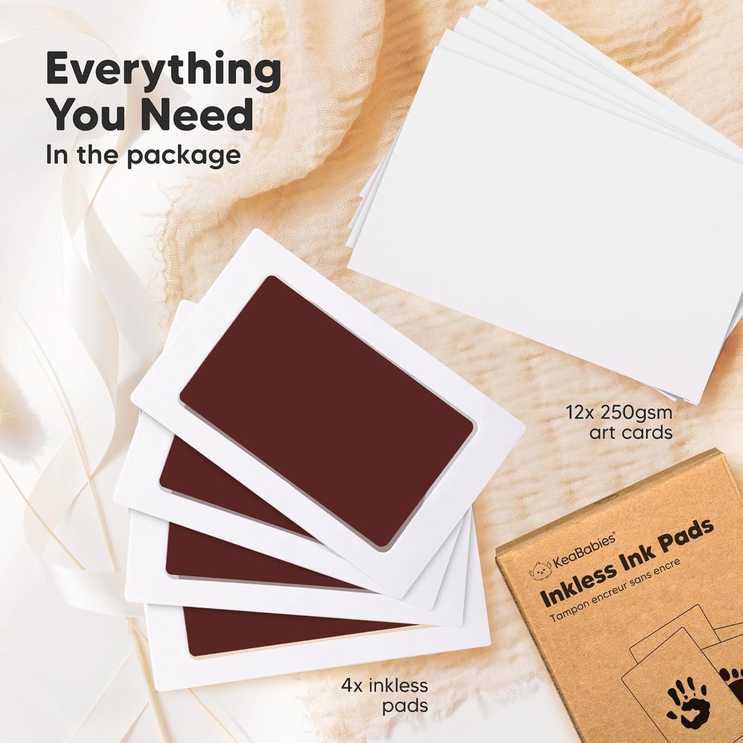 4-Pack Inkless Baby Hand and Footprint Kit - Mess Free Ink Pad for Newborn Keepsake, Dog Nose & Paw Print Kit, Clean Touch Ink Pad for Baby Hand & Footprints, Ideal New Mom Gifts (Auburn)