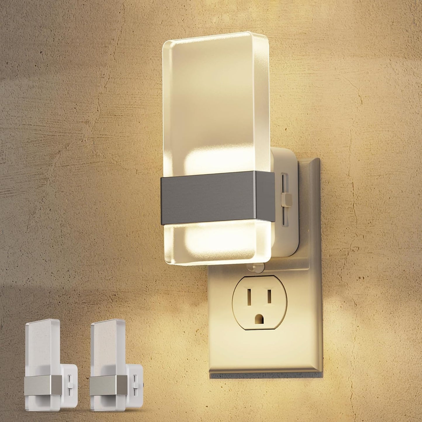 L LOHAS LED Night Light, Night Lights Plug Into Wall [2 Pack], Dusk-to-Dawn Sensor Decorative Night Light, 0-100LM Dimmable Nightlights, Wall Sconce-Style Acrylic Nitelight for Bathroom, Hallway,Gift