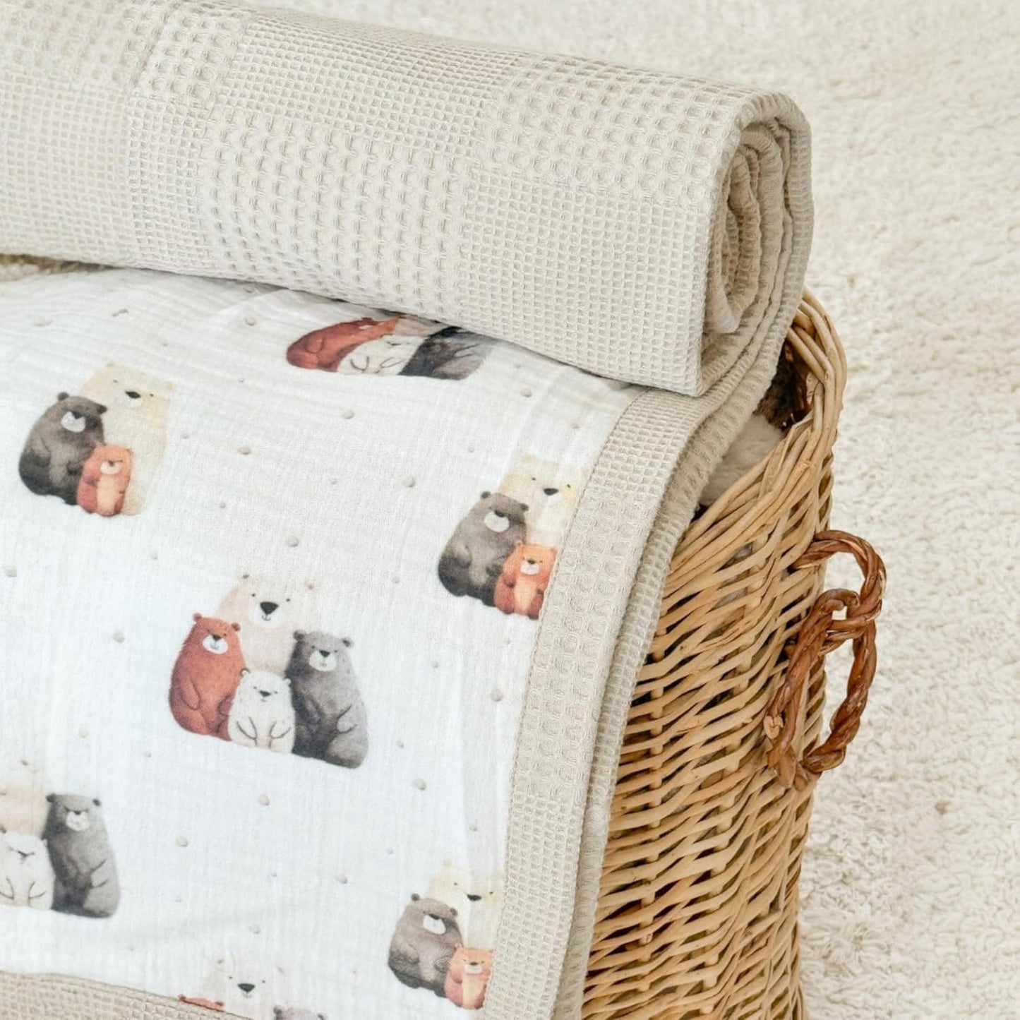 Personalized Baby Blanket with Name – Handmade 100% Organic Cotton Newborn Gift | Custom Knit Blanket for Boys, Girls, Kids & Baby Showers