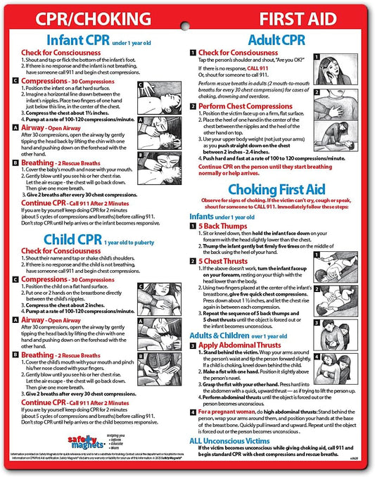 Safety Magnets by ZOCO – CPR & Choking Fridge Magnet – First Aid Instructions for Infants, Children, & Adults – Heimlich Maneuver Laminated Card 8.5" x 11"
