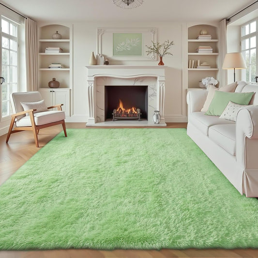 8x10 Area Rug for Living Room: Fluffy Shag Soft Washable Rugs Large Fuzzy Plush Indoor Carpet for Bedroom Nursery Playroom Kids Girls Boys Room (Sage Green, 8'x10')