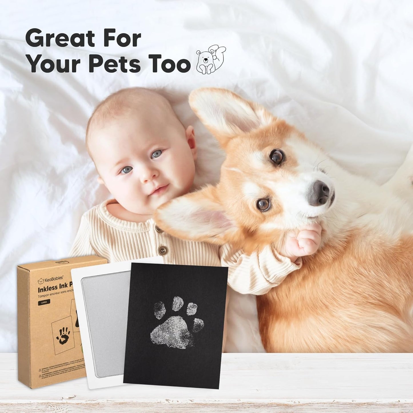 4-Pack Inkless Baby Hand and Footprint Kit - Mess Free Ink Pad for Newborn Keepsake, Dog Nose & Paw Print Kit, Clean Touch Ink Pad for Baby Hand & Footprints, Ideal New Mom Gifts (Gold/Silver, L)