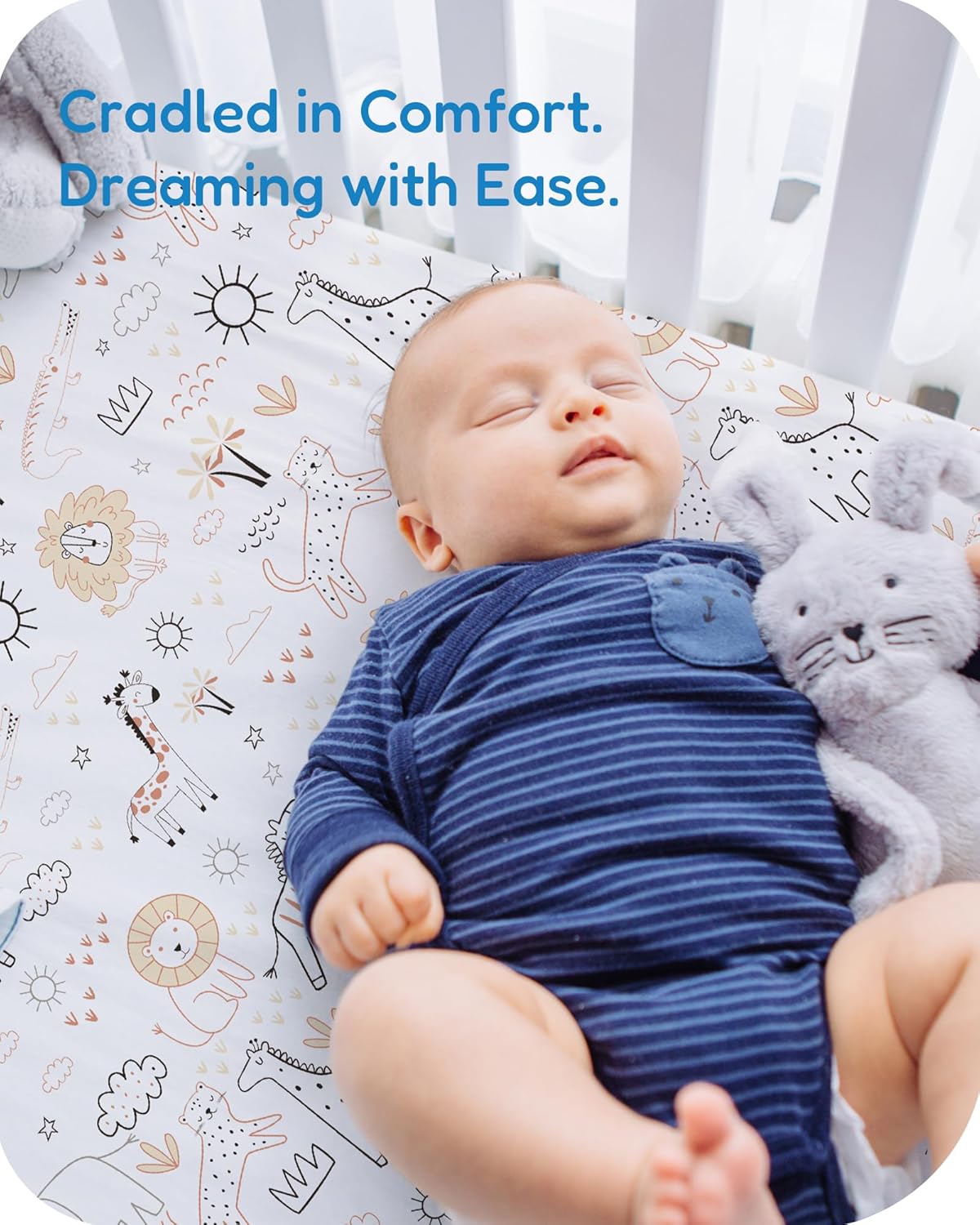 Pack and Play Sheets Fitted, Ultra Soft Orange Cloud and Rainbow Design, Breathable and Soothing, Hypoallergenic, 2 Pack for Baby Boys and Girls