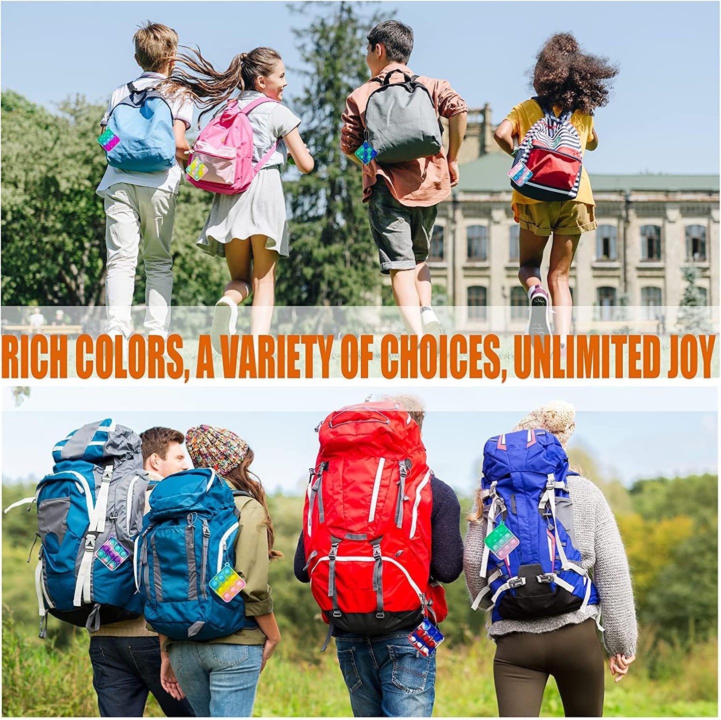 120pcs Random Color Mini Squeeze Pop Bubble Fidget Sensory Toys, Mini Keychain Wrap Small Relieve Anxiety Stress Toy, Pop Bulk Silicone Classroom Prize for Kids Adult Party Gift