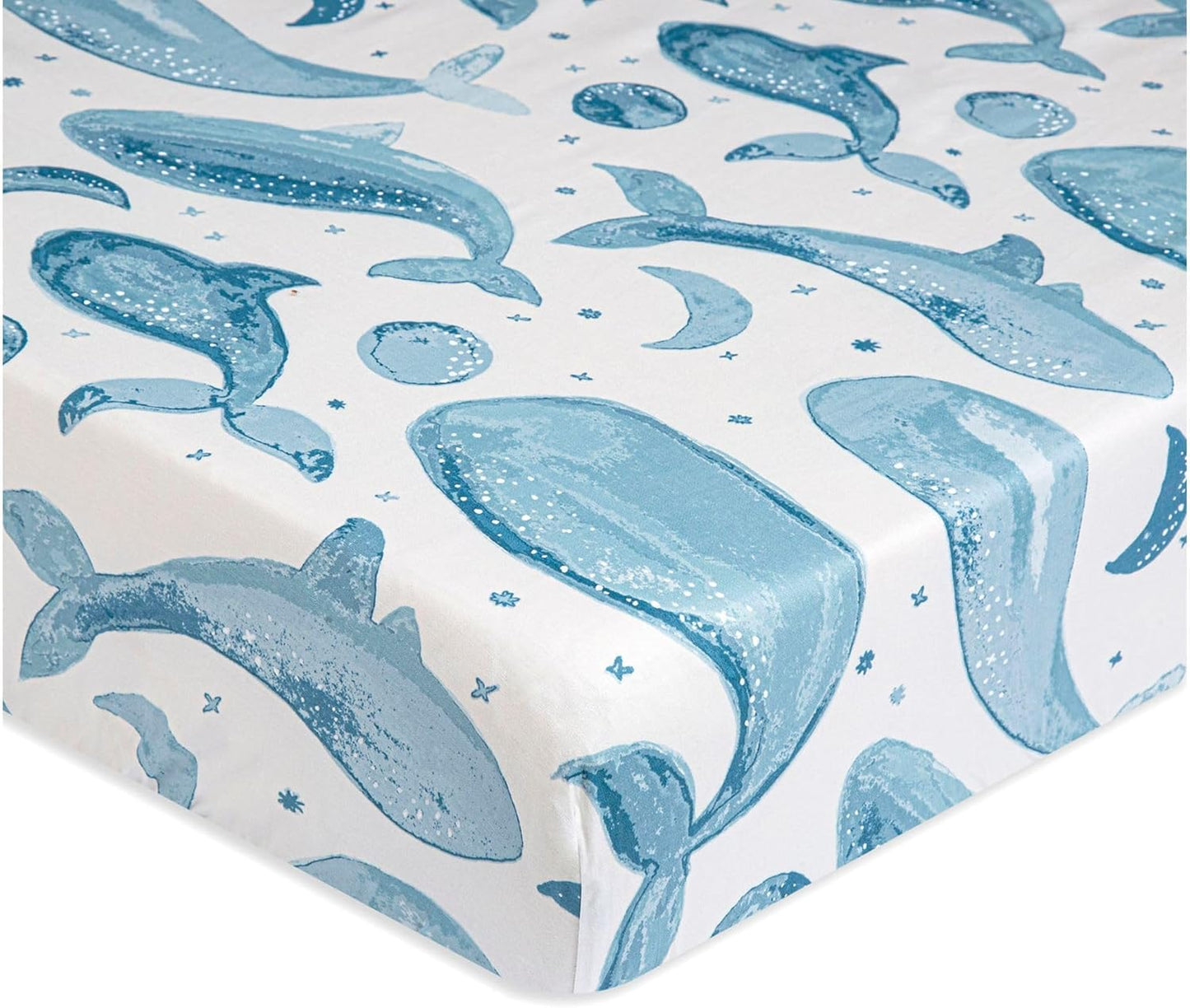 Crane Baby Ocean Crib Sheet, 100% Cotton Fitted Sheet, 28" x 52", Crib Sheets for Boys, Toddler Bed Sheets, Ocean Nursery Decor