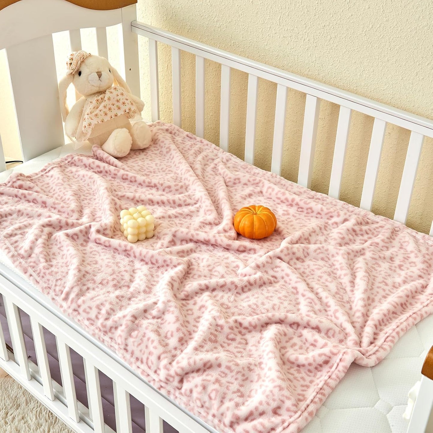 Yurhap Leopard Print Baby Blanket Fleece Baby Blankets for Girls, Ultra Soft Cozy Fluffy Infant Toddler Newborn Receiving Blankets for Crib Stroller, 30"x40", Light Pink