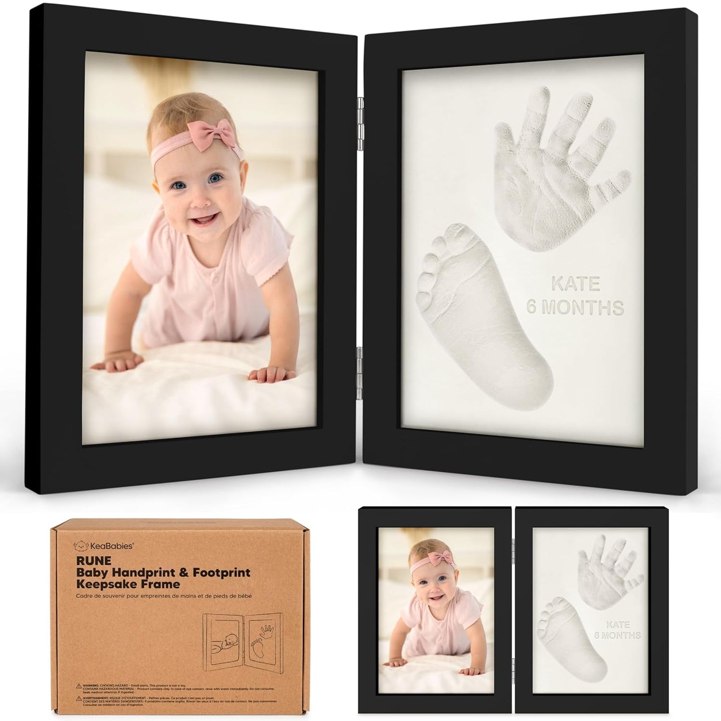 Baby Hand and Footprint Kit, Quick Dry Clay - Newborn Keepsake Feet and Handprint Kit, Nursery Picture Frame, Pet Dog Paw Prints,Personalized New Mom Gifts for Baby Showers & Registry(Onyx Black)