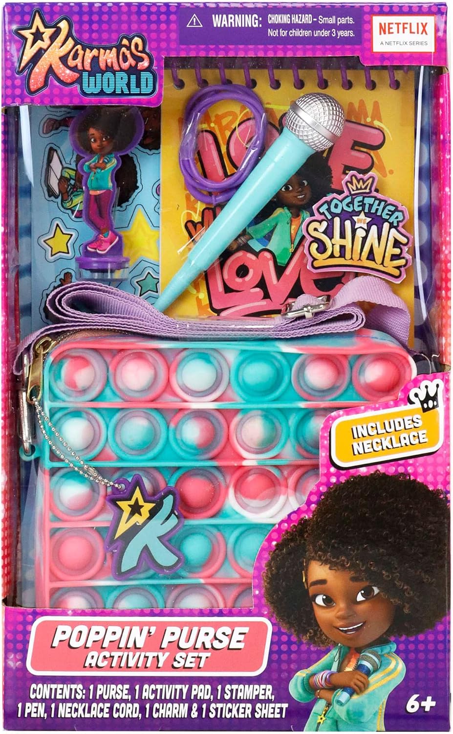 Tara Toys Poppin Purse Activity Set: Karma's World - Popping Sensory Fun, Engaging Fidget Popping Experience for Kids - Pop It Toy for Imaginative Play & Stress Relief, Ages 6 and Up, Multicolor