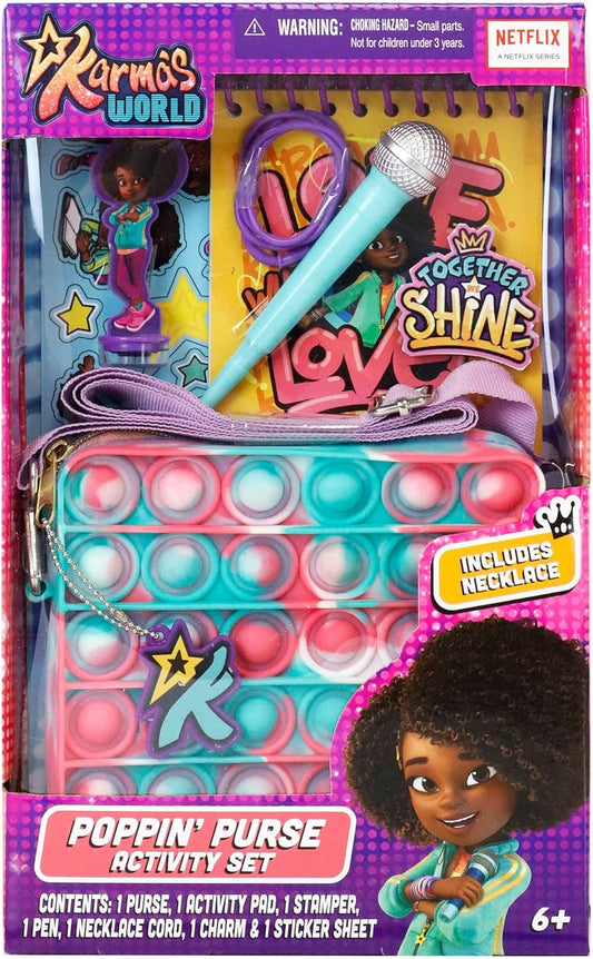 Tara Toys Poppin Purse Activity Set: Karma's World - Popping Sensory Fun, Engaging Fidget Popping Experience for Kids - Pop It Toy for Imaginative Play & Stress Relief, Ages 6 and Up, Multicolor