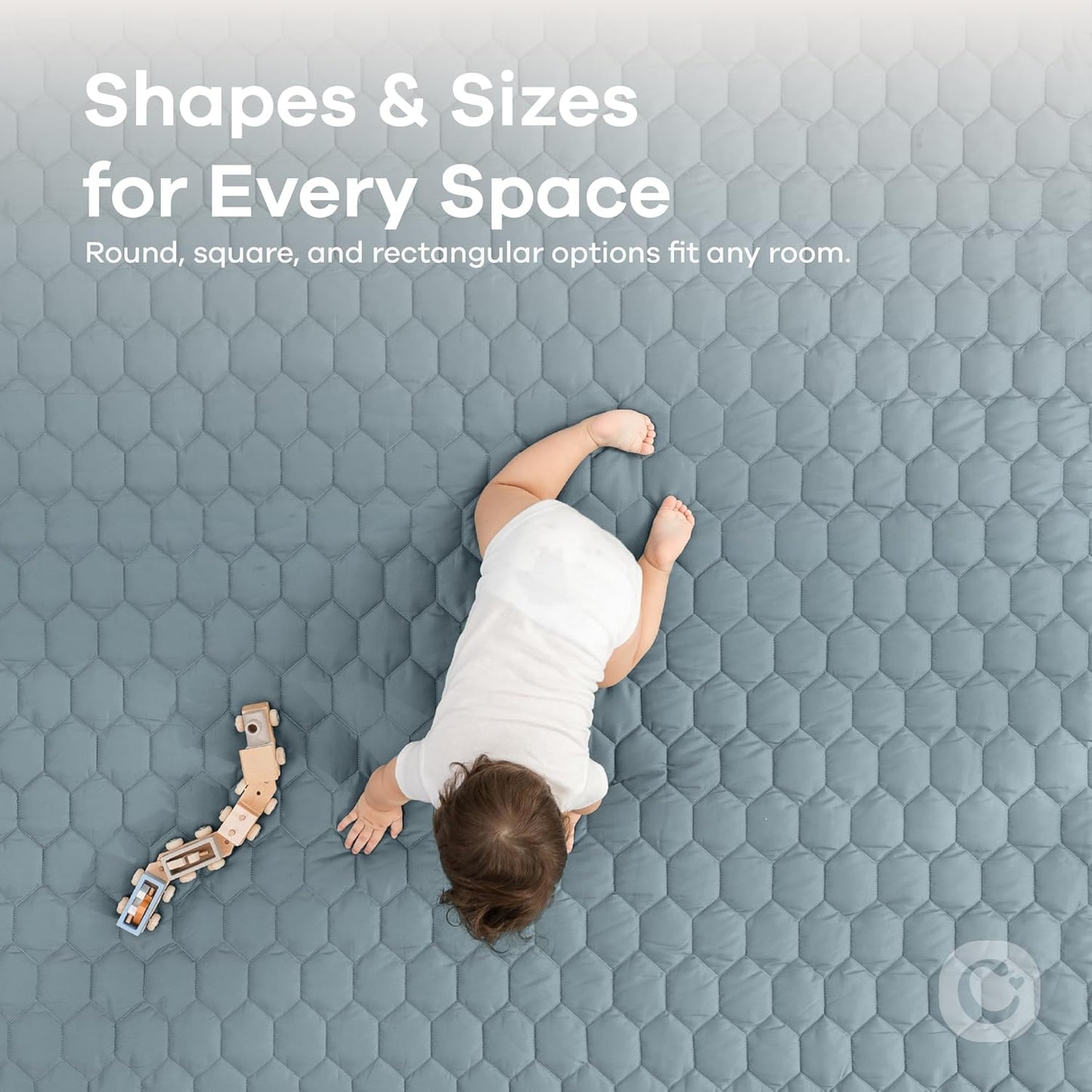 Comfy Cubs Rectangle Kids Play Mat - Small 36 x 60 inches Soft Quilted Baby Floor Mat with Non-Slip Bottom - Plush Design for Toddlers' Playtime and Relaxation - Comfortable and Durable - Pacific Blue