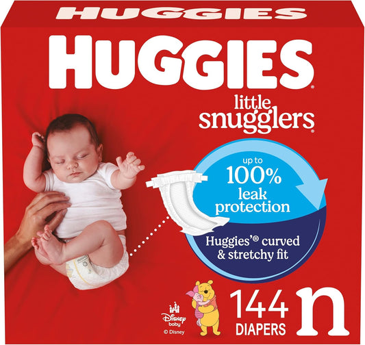 Huggies Size Newborn Diapers, Little Snugglers Baby Diapers, Size Newborn (up to 10 lbs), 144 Count, Packaging May Vary