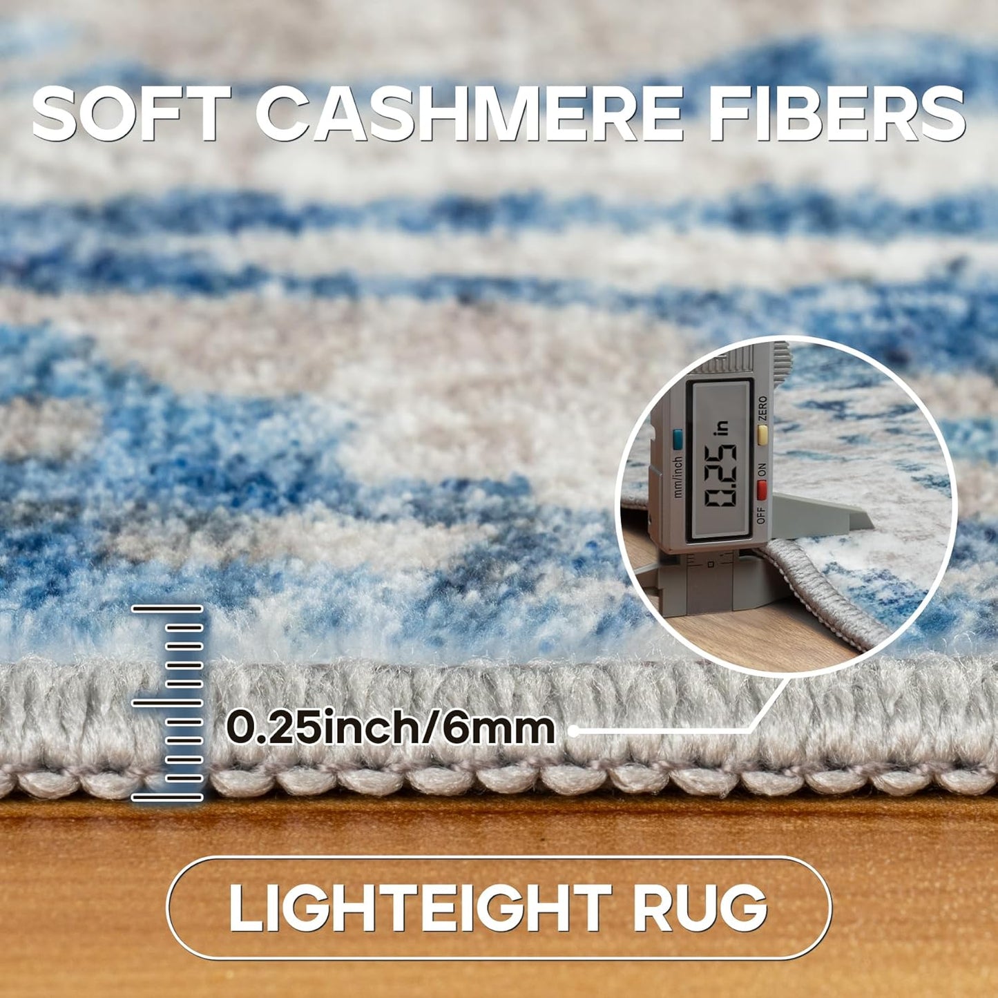 8x10 Area Rugs for Living Room Rug Washable: Modern Large Rug for Dining Room Bedroom Carpet Non Slip 8 by 10 Indoor Abstract Nursery Home Office Blue White