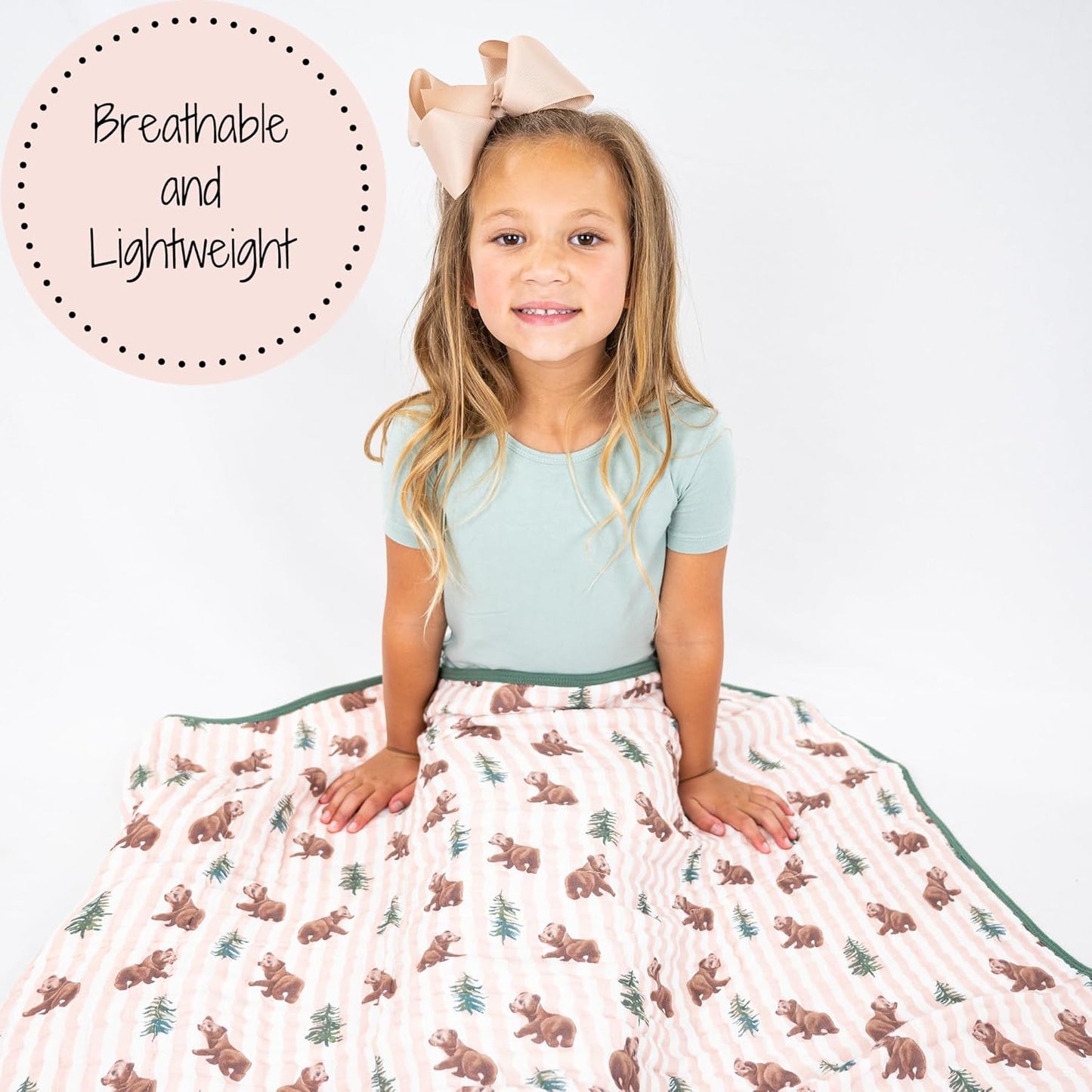 LollyBanks Muslin Baby Blanket 100% Organic Cotton, Muslin Quilt Lightweight, 6 Layers Soft Blanket Neutral, 47"x 47" Toddler Blankets for Girls and Boys, Nursery Receiving Blankets (Bear Print)