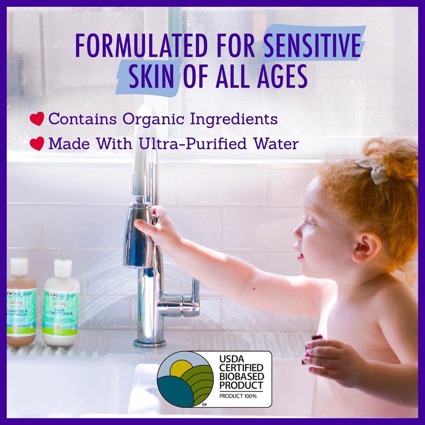 California Baby Calming Baby Shampoo + Baby Wash | 100% Plant-Based | Lavender Body Wash For Sensitive Skin | Hypoallergenic | 251 mL / 8.5 oz.