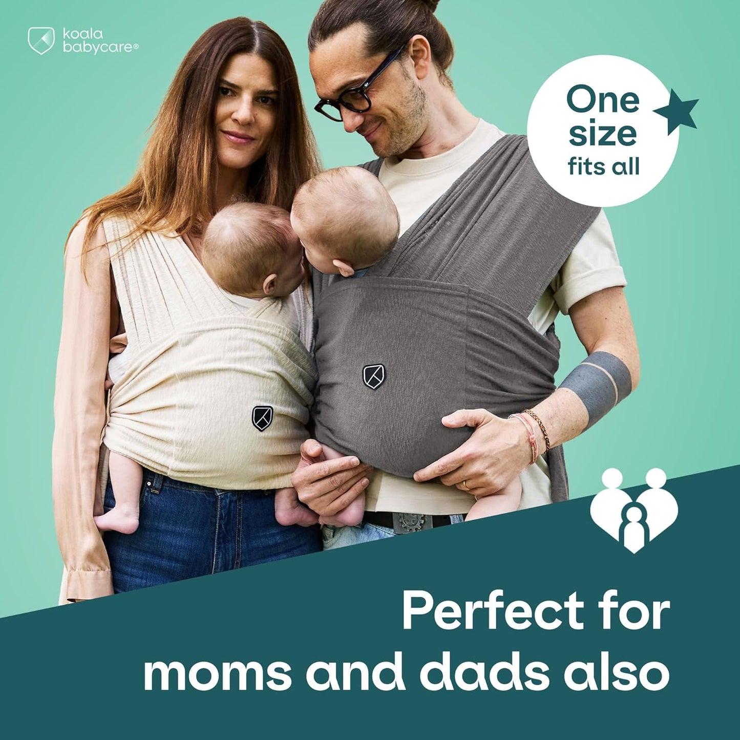 Koala Babycare Baby Carrier Wrap, Easy to Wear As a T-Shirt - Original Baby Carrier Newborn to Toddler - Sling One Size Fits All - Baby Wraps Carrier Up to 22lbs