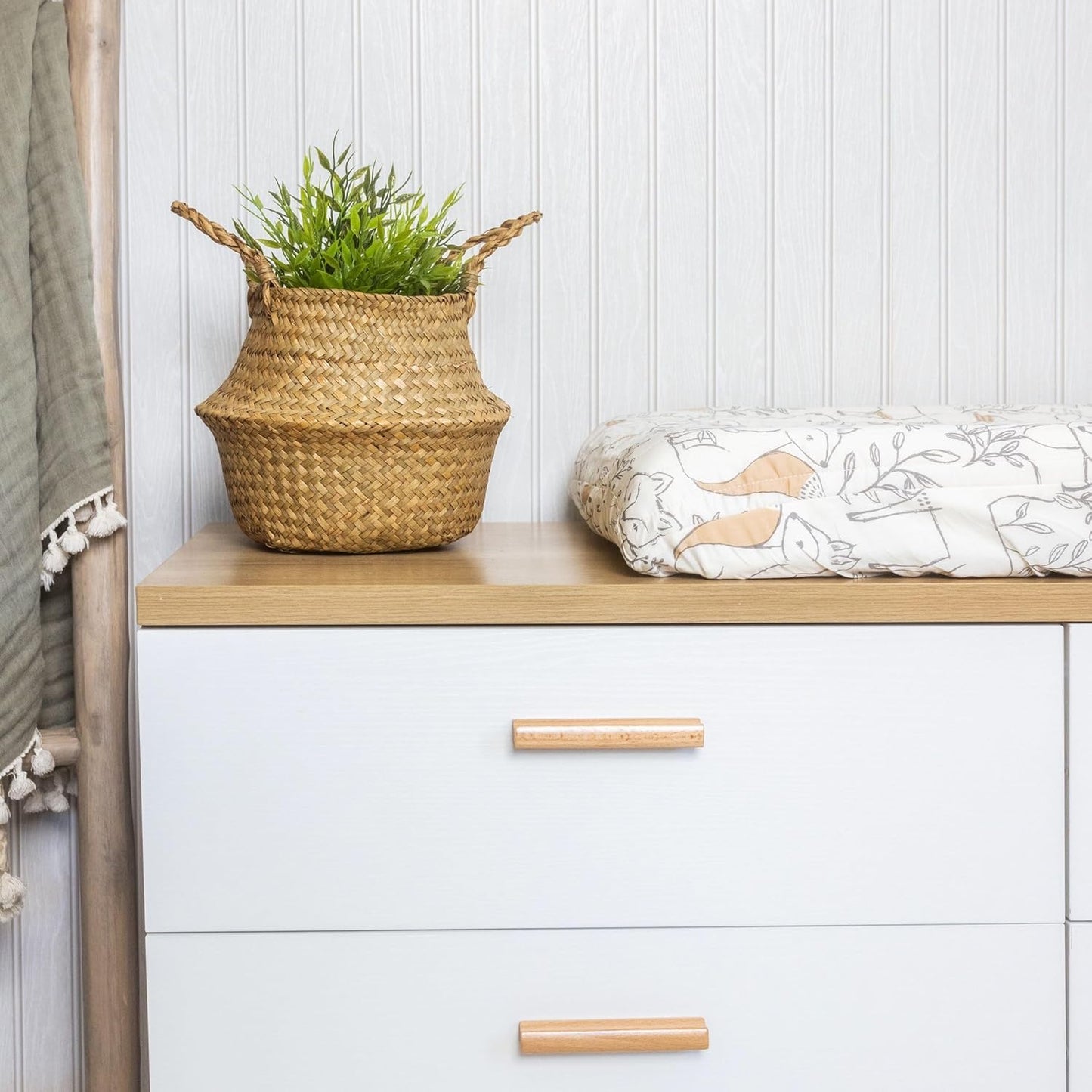 Crane Baby Woodland Quilted Changing Pad Cover, Animal Fox Print, Cotton Sateen, Secure Elastic Fit, Neutral Woodland Animal Nursery Decor for Boys and Girls, Diaper Changing Pad Cover